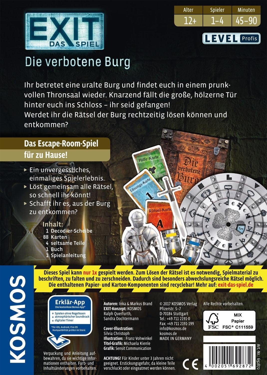 Kosmos Spiel »EXIT, Das Spiel, Die verbotene Burg« Made in Germany
