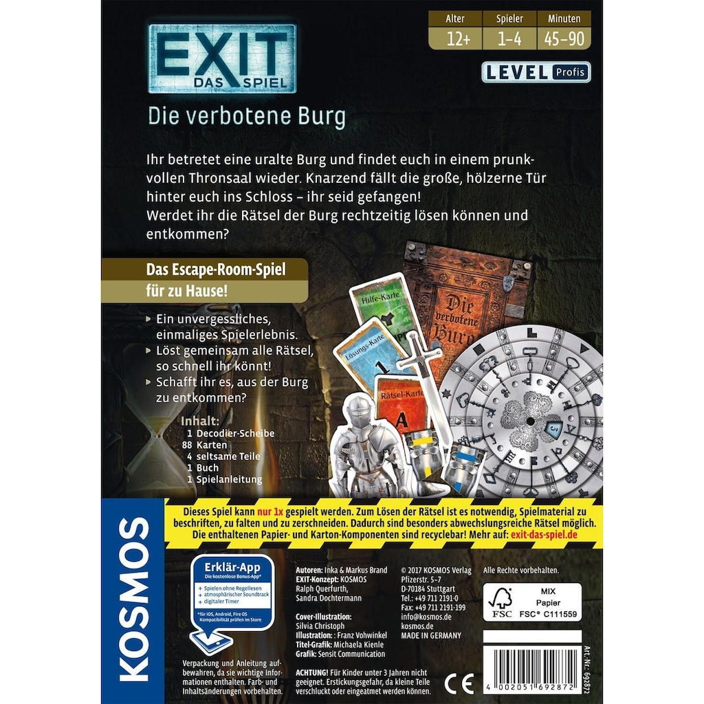 Kosmos Spiel »EXIT, Das Spiel, Die verbotene Burg«, Made in Germany