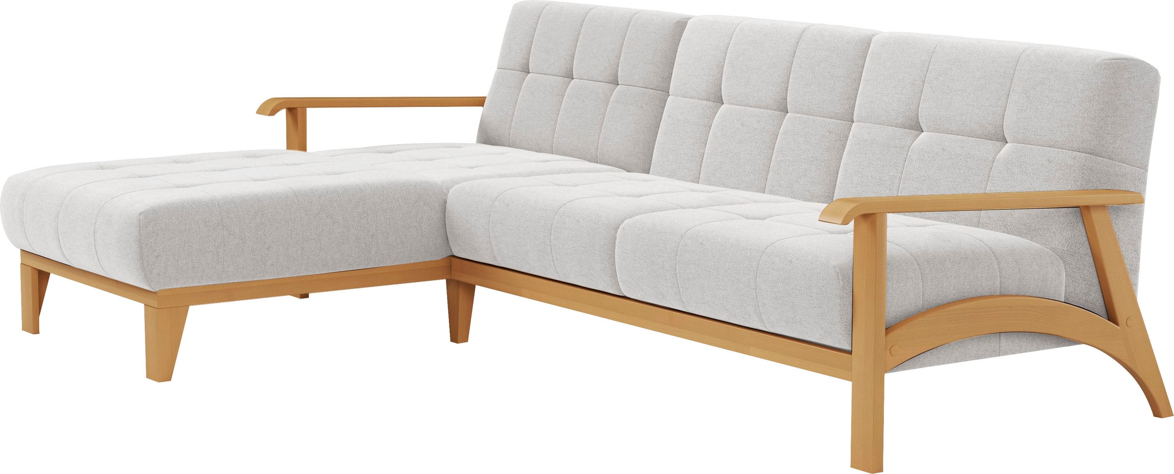 sit&more Ecksofa »Billund L-Form«, Armlehnen aus eichefarbigem Buchenholz, verschiedene Bezüge und Farben