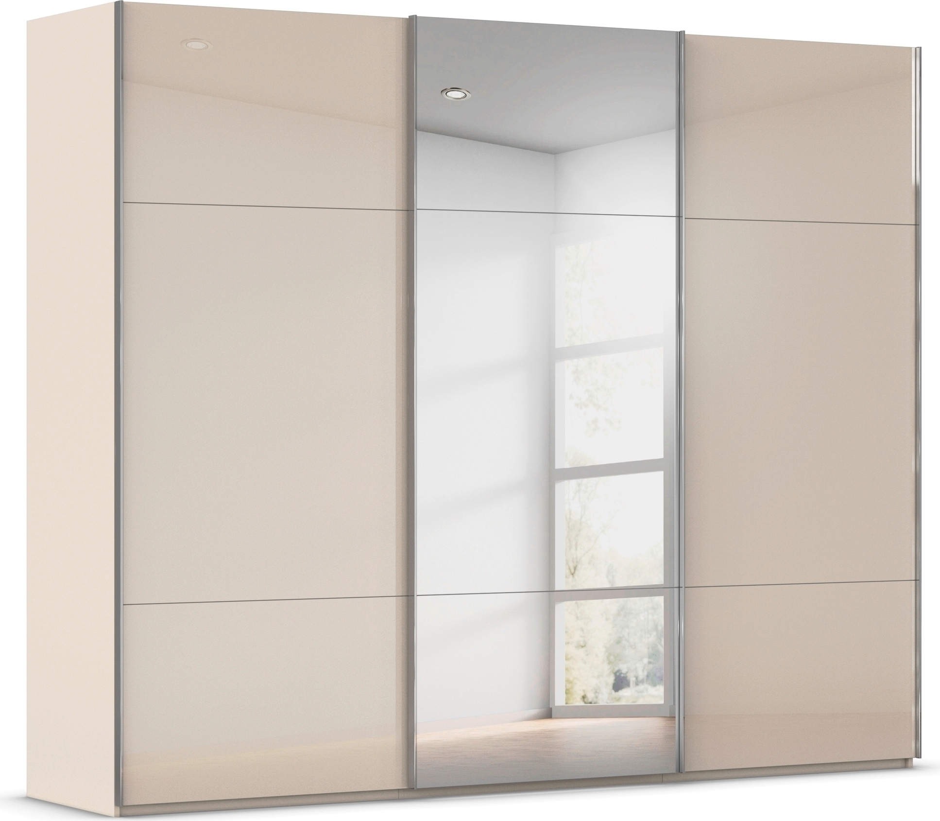 rauch Schwebetürenschrank "Kleiderschrank Schrank Garderobe Schlafzimmerschrank CONTIDO" 3 verschiedene Ausstattungen BASIC/CLASSIC/PREMIUM (inkl. SOFT-CLOSE), aus hochwertigem Material in 6 Breiten 2 Griff-Farben MADE IN GERMANY
