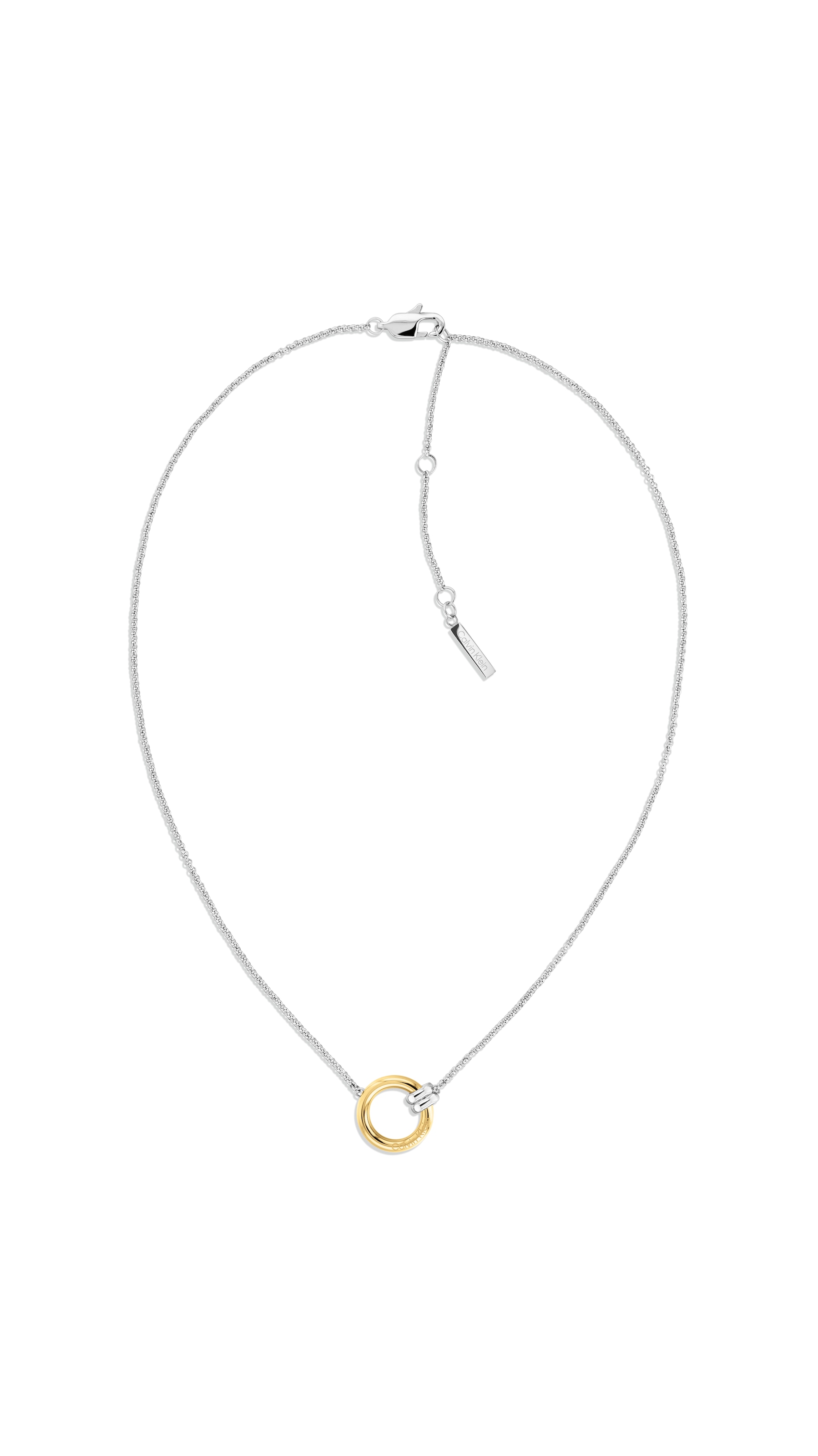 CALVIN KLEIN Damen Kette mit Einhänger "DUALITY LE", Edelstahl, L: 45,5 B: 1mmedelstahlfarben, gelbgoldfarben, Edelstahl, B:1mm, Halsketten