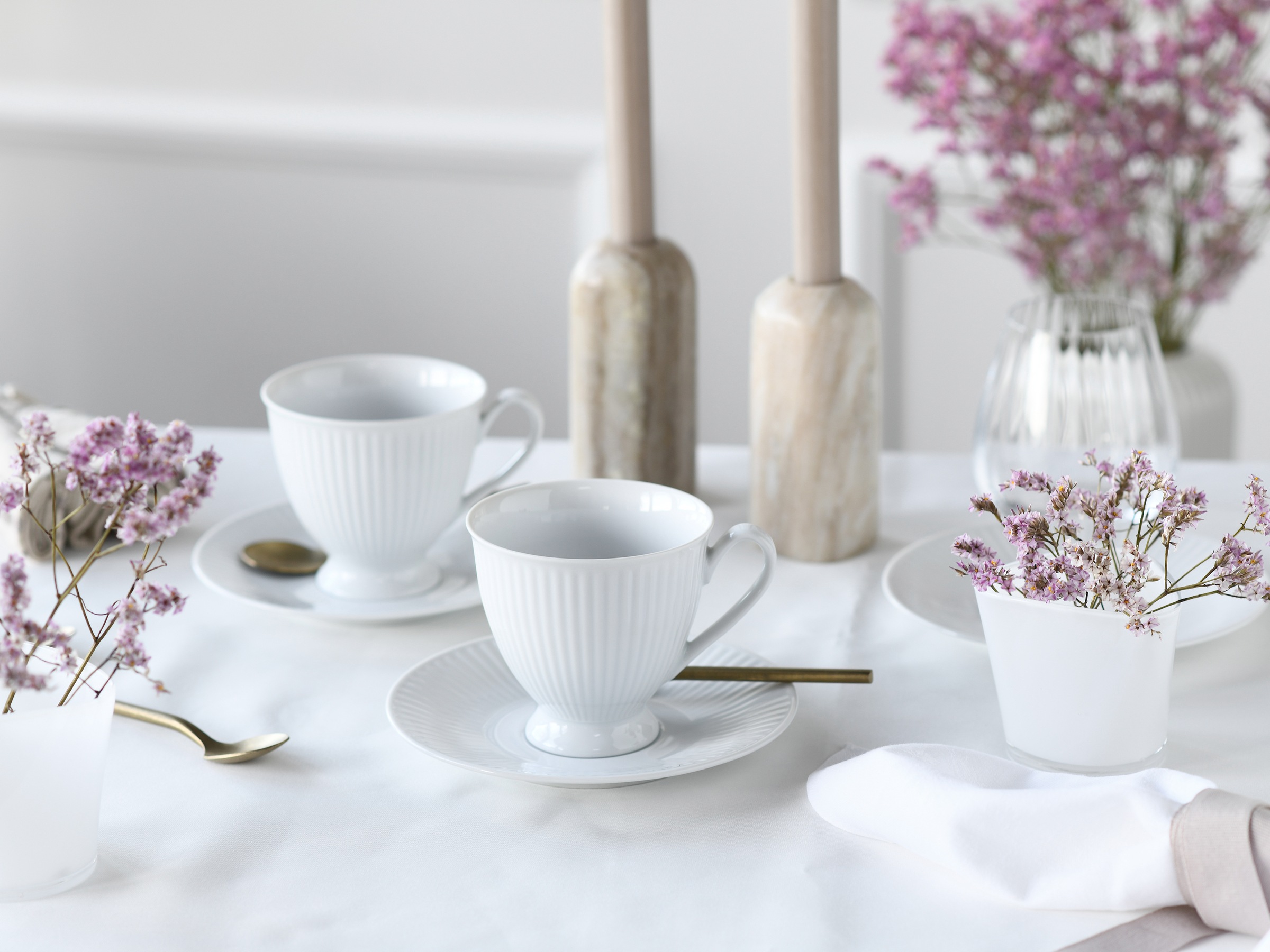 CreaTable Tasse »Valencia Weiß, Kaffeeset, 12-tlg.«, (Set, 12 tlg.), Elegant, Boho Chic