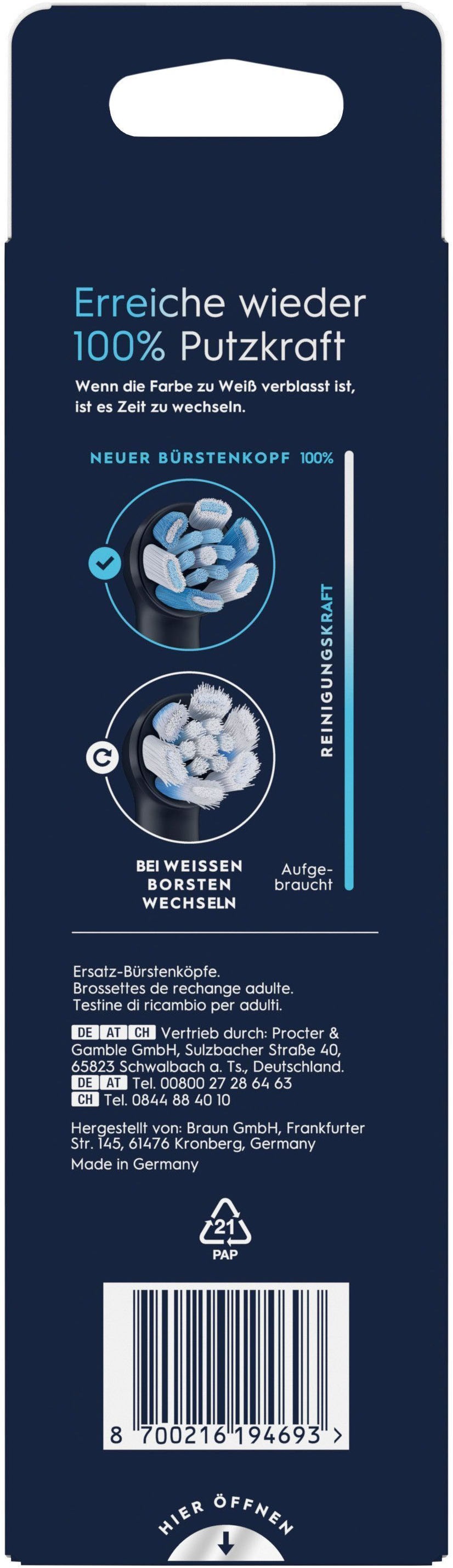 Oral-B Aufsteckbürsten »Oral-B iO Ultimative Reinigung«, für fortgeschrittene Tiefenreinigung und Plaque-Entfernung