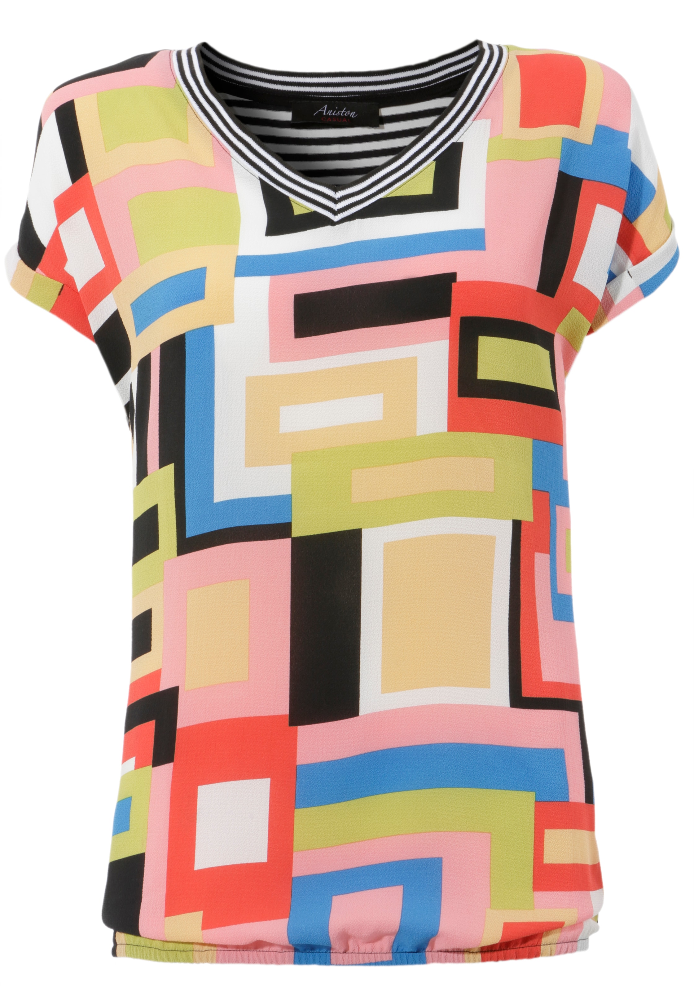 Aniston CASUAL T-Shirt, im Material- und Mustermix für kaufen | BAUR | V-Shirts