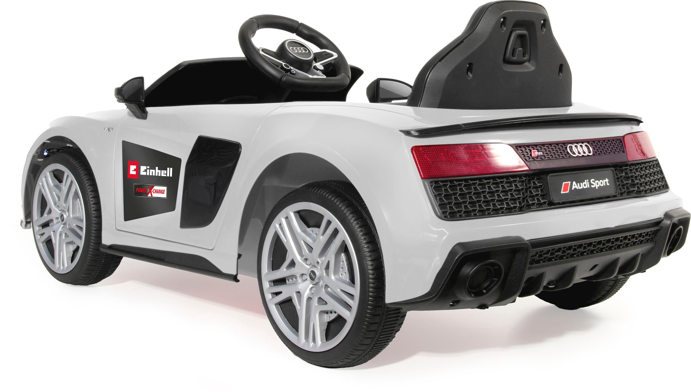Jamara Elektro-Kinderauto »Ride-on Audi R8 Spyder weiß«, ab 3 Jahren, bis 25 kg, inkl. 18V/4,0Ah Einhell Power X-Change Starter Set
