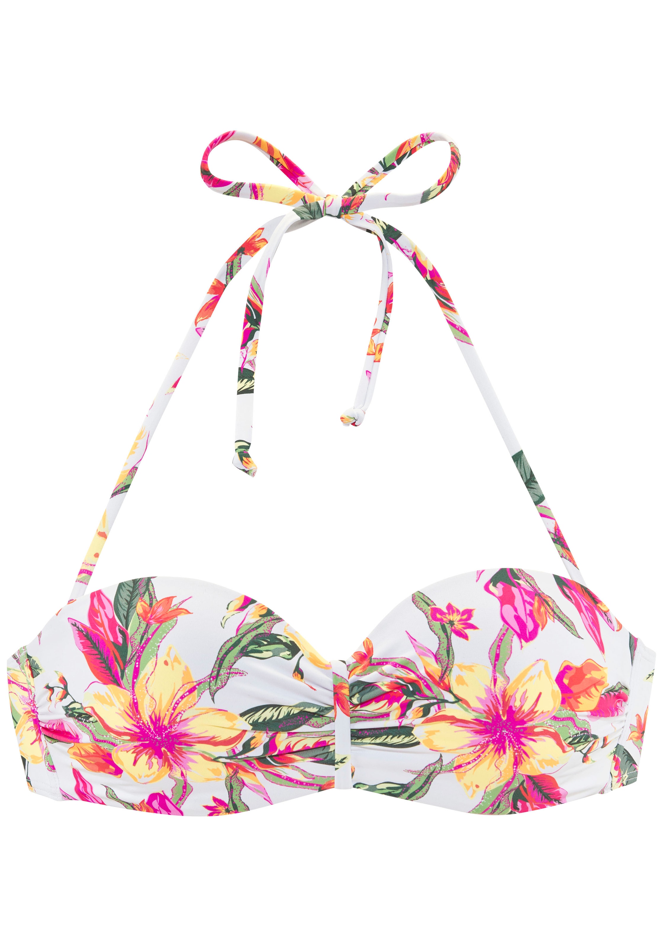 LASCANA Bügel-Bandeau-Bikini-Top »Malia«, mit tropischem Print