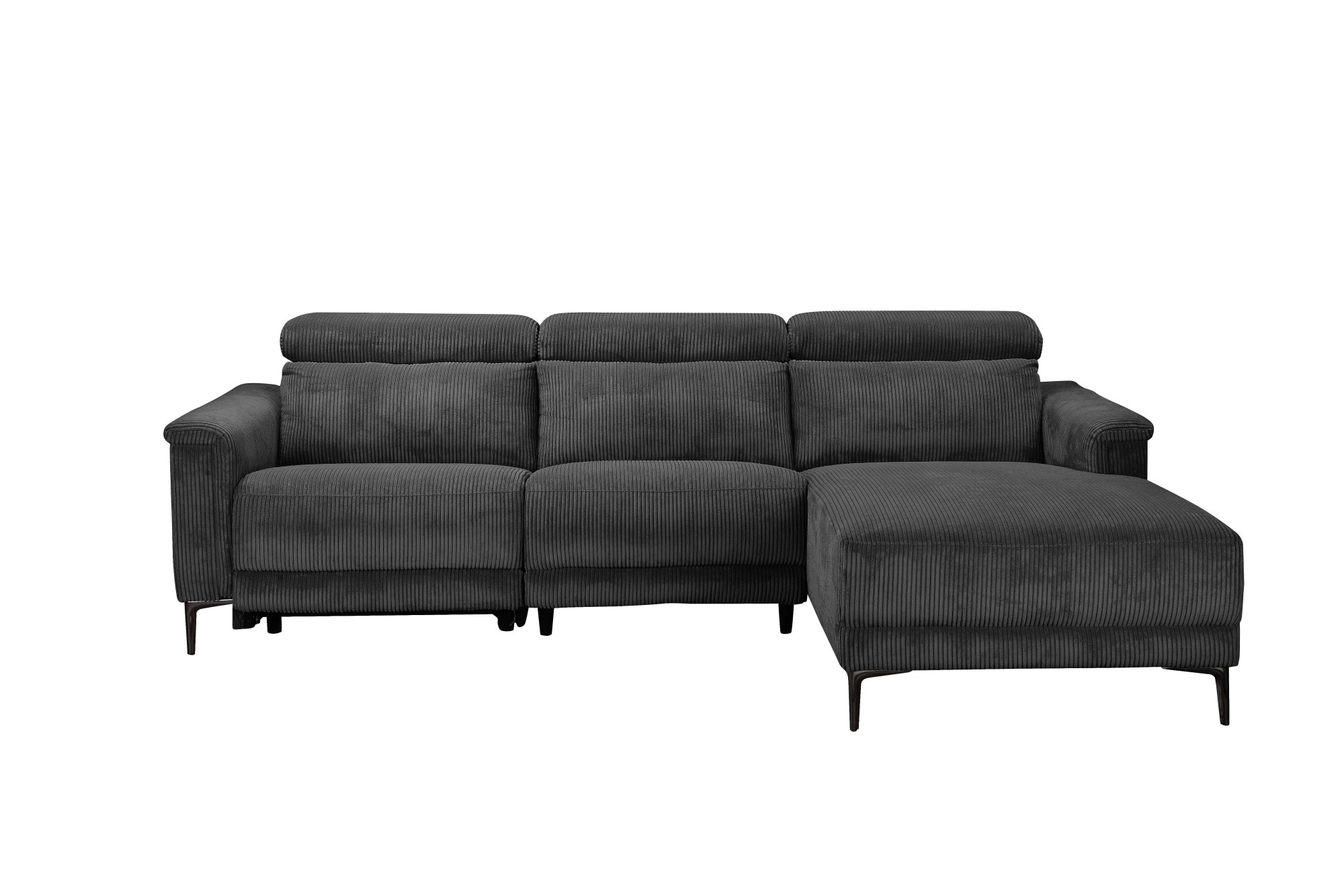 Places of Style Ecksofa »Lund in Cord, L-Form, 261 cm, manuelle und elektr. Relaxfunktion,«, USB-A und Kopfteilverstellung