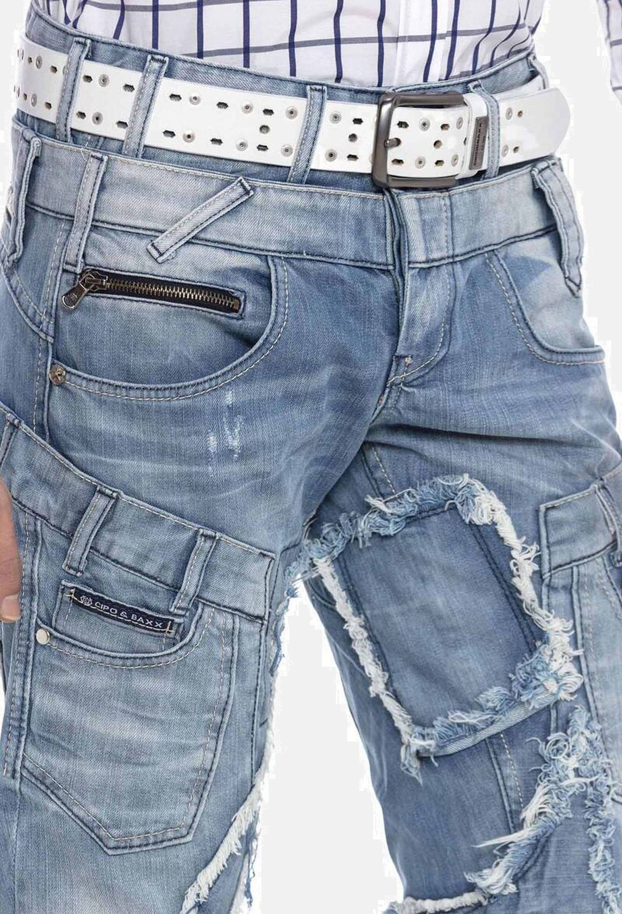 Cipo & Baxx Straight-Jeans »Cipo & Baxx Jeans DENIM« bequeme Jeans im trendigen Patchwork-Design, CD617