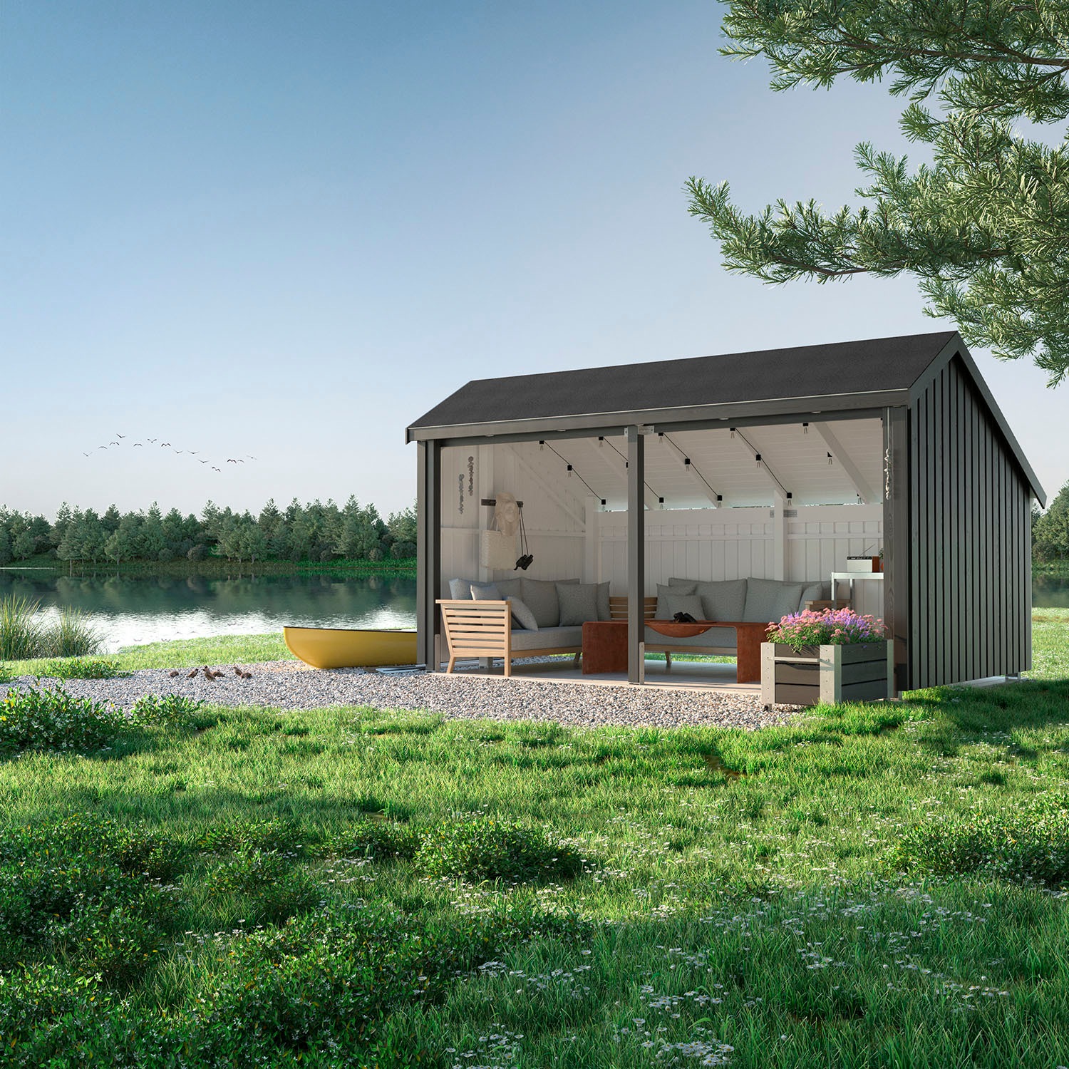 PLUS Gartenhaus "Multi" Gartenhaus 10,5 m², 2 Module offen, inkl. Dachpappe günstig online kaufen