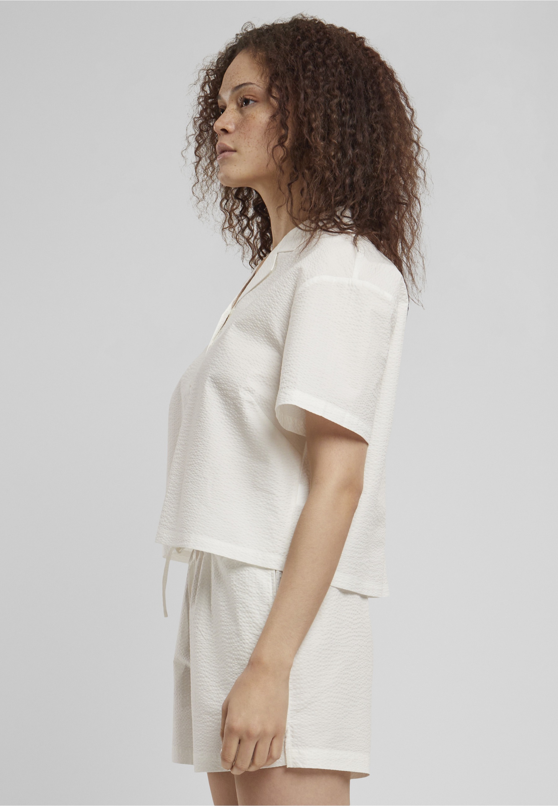 URBAN CLASSICS Langarmhemd »Urban Classics Damen Ladies Seersucker Shirt«