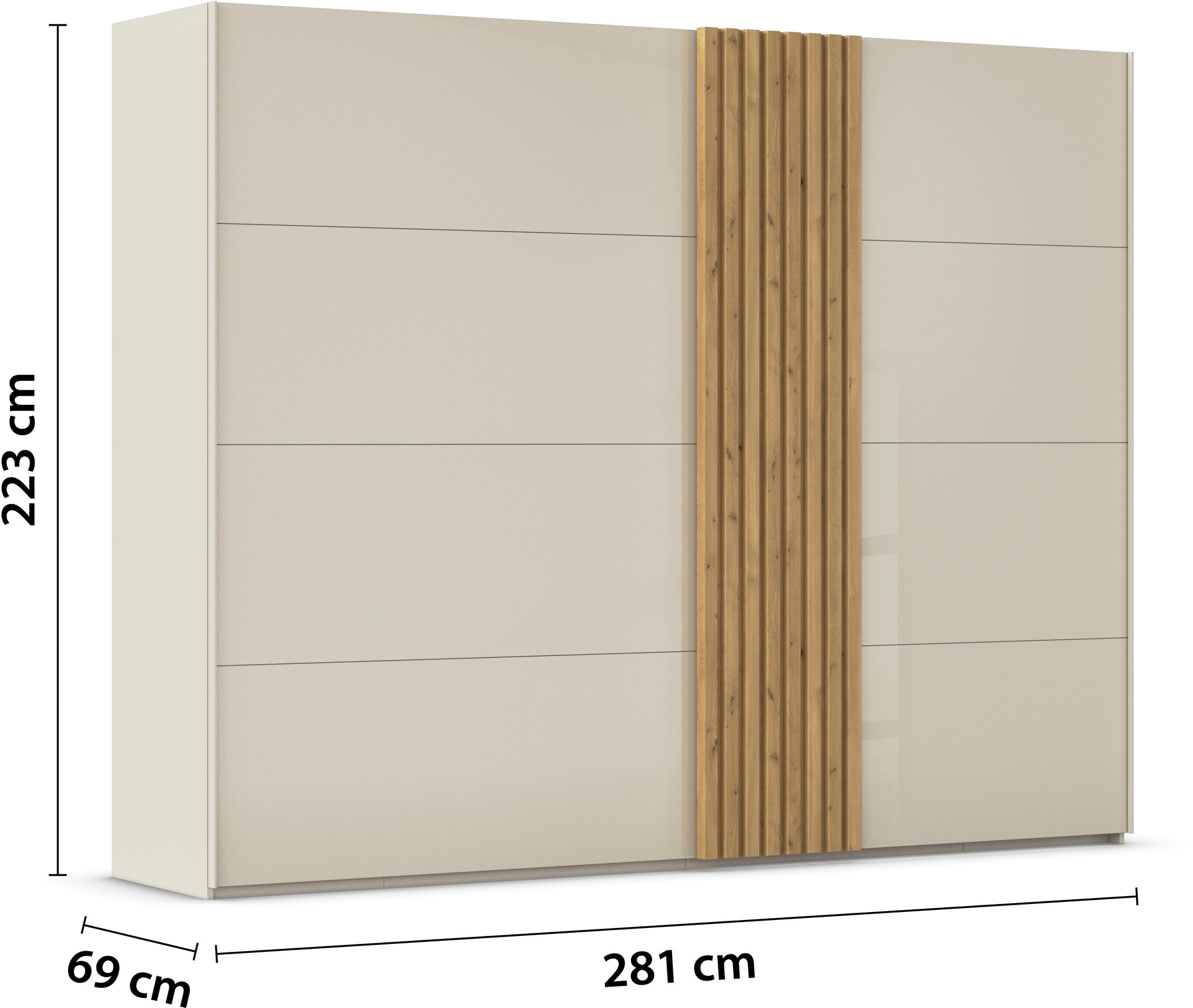 rauch Schwebetürenschrank »Kleiderschrank Schrank Garderobe Wäscheschrank TEGIO«, mit hochwertigen Holzdekoraufleistung und Glasfront MADE IN GERMANY