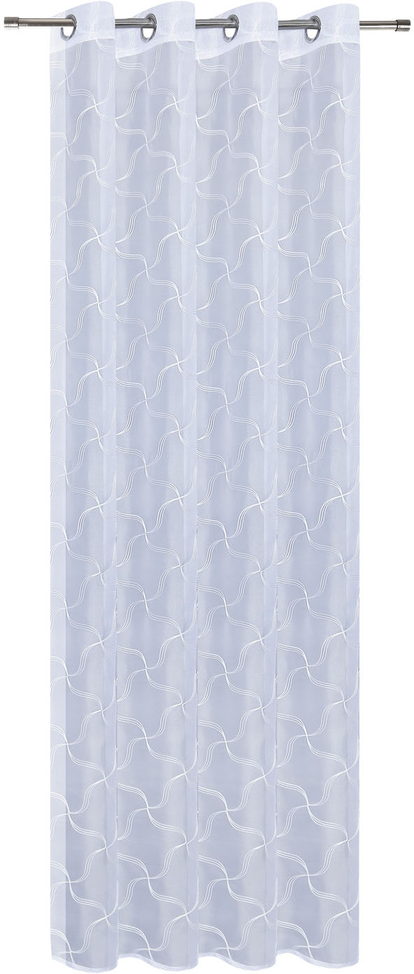 Thumbnail - Gerster Gardine "Talea" Ösen 1 Stk. tlg. Ösenschal bestickt mit Wellengitter