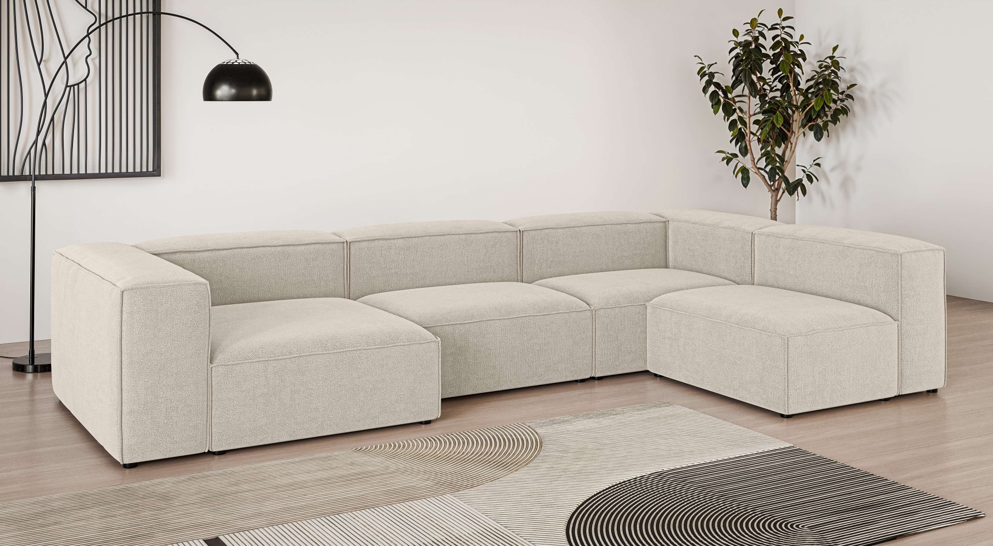 OTTO home Wohnlandschaft "HAILY U-Form mit Ottomane links/rechts, Maße B/T/H: 360/200/72 cm" als Modul oder separat verwendbar, für individuelle Zusammenstellung