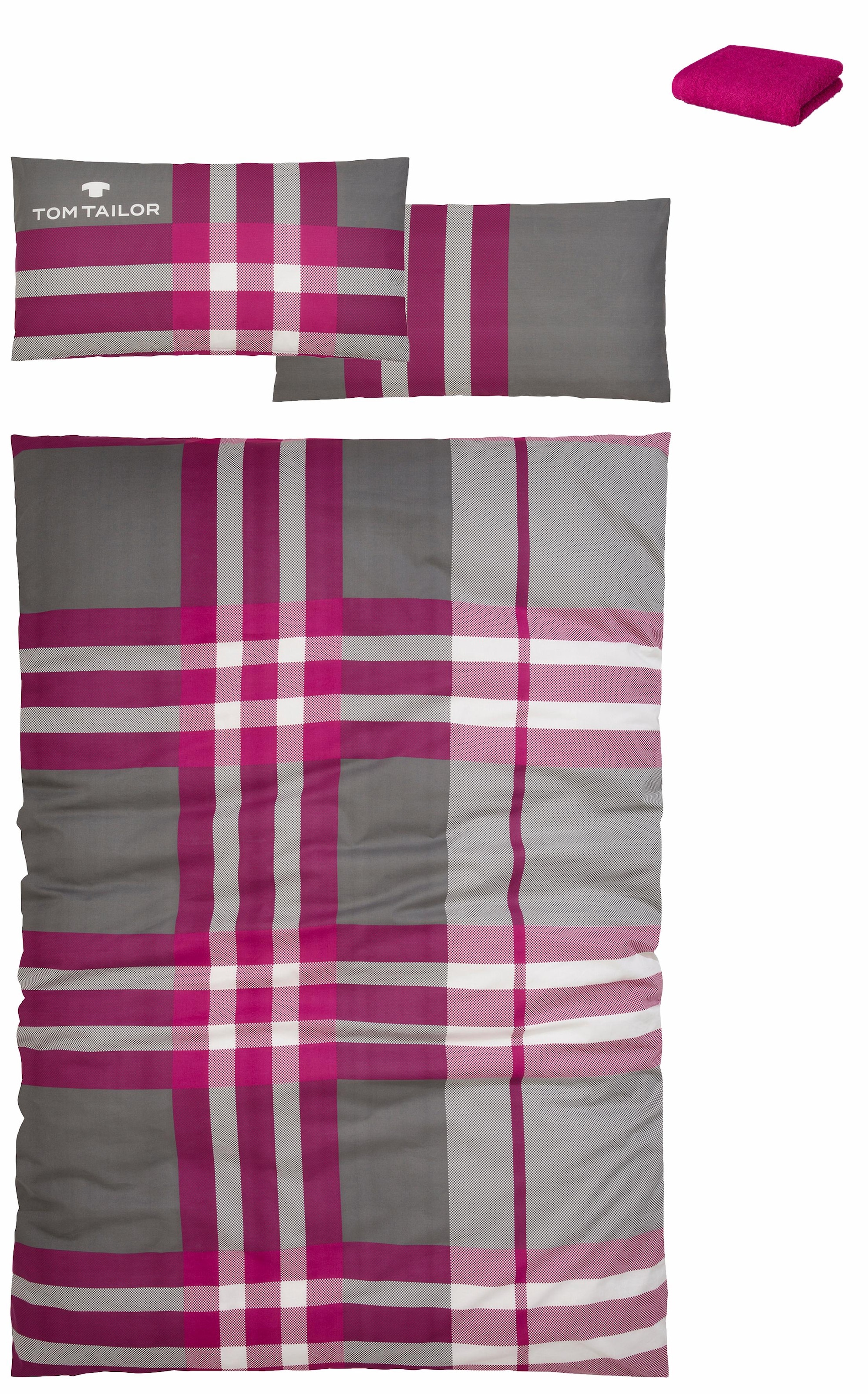 TOM TAILOR HOME Bettwäsche »Nick in Gr. 135x200 oder 155x220 cm«, mit Gratiszugabe Gästehandtuch