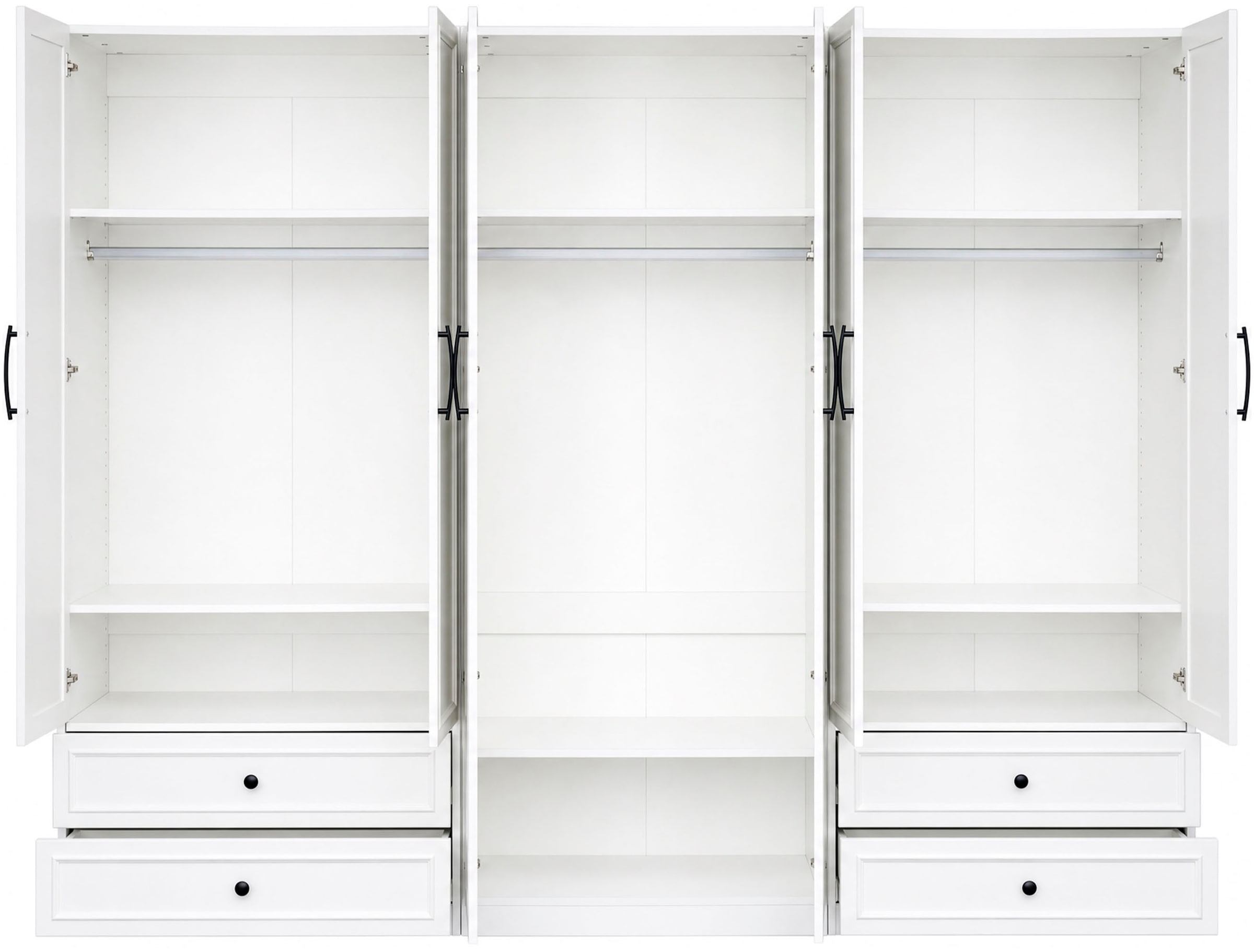 OTTO home Kleiderschrank »Arrian 240 cm Weiß | 6-türiger Drehtürenschrank im Landhausstil« XXL STAURAUM FÜR IHR ZUHAUSE