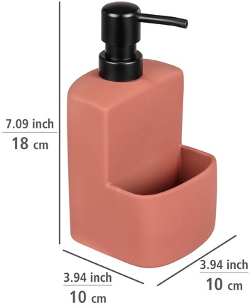 WENKO Spülmittelspender »Modell Festival«, aus Keramik, Soft-Touch Beschichtung, mit Spülschwamm-Fach, 380 ml