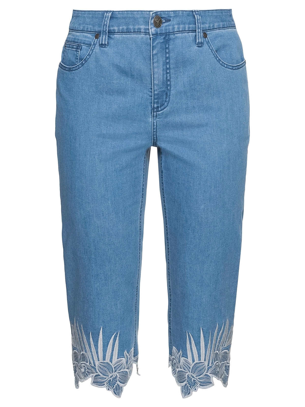 Sheego 3/4-Jeans »Große Größen«, mit hochwertiger Stickerei und Spitzendetails