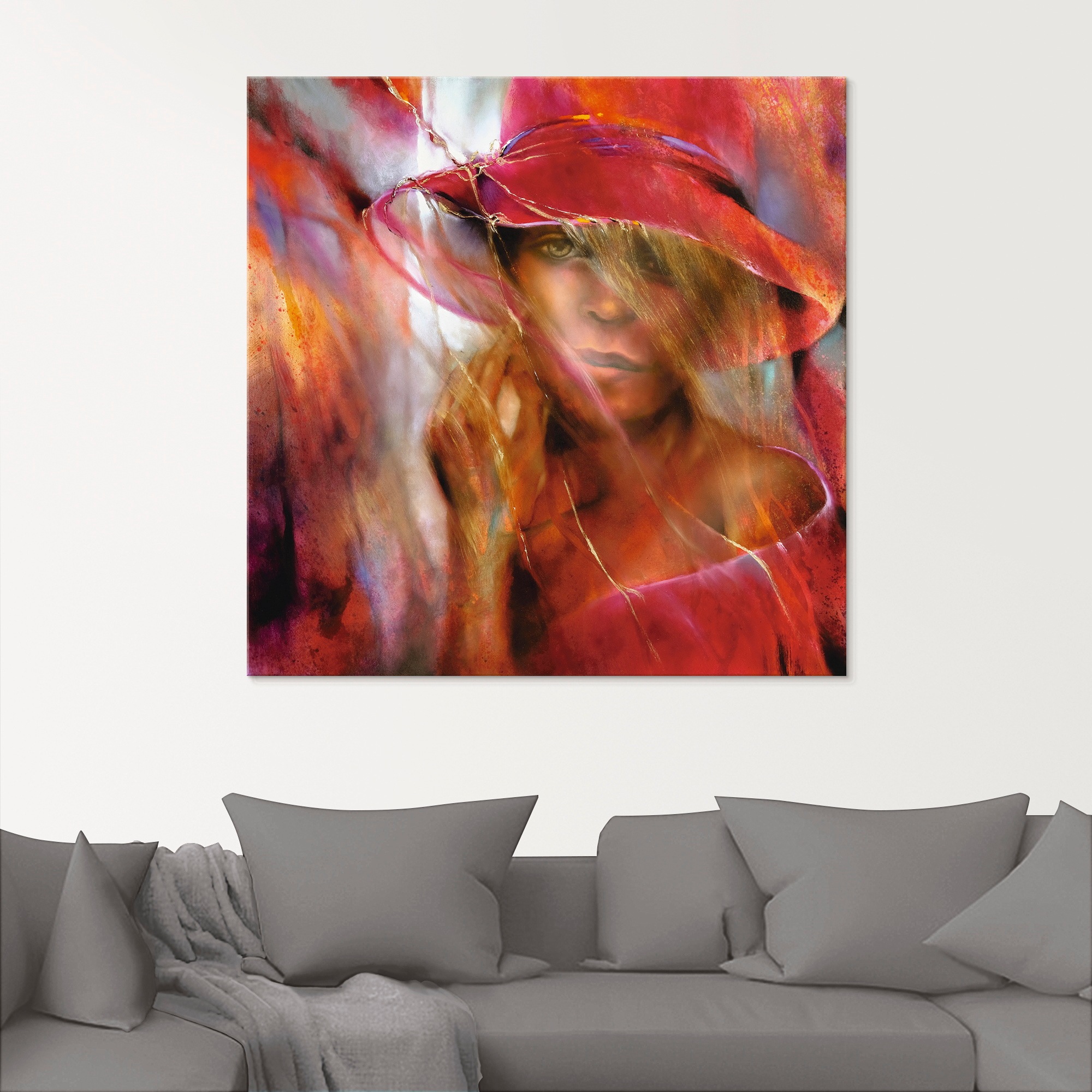 Artland Glasbild »Ella mit Hut«, Mode, (1 St.), in verschiedenen Größen
