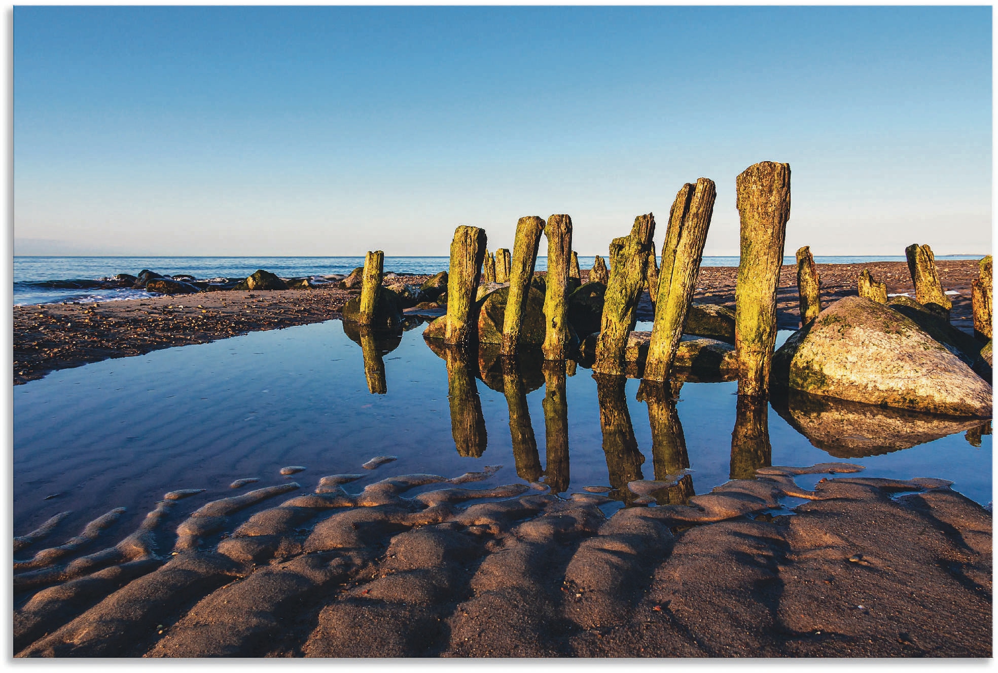 in III«, Kühlungsborn oder als versch. Größen (1 | Artland Wandbild Leinwandbild, Alubild, bei kaufen St.), an Wandaufkleber Poster Küstenbilder, Ostsee »Buhnen BAUR