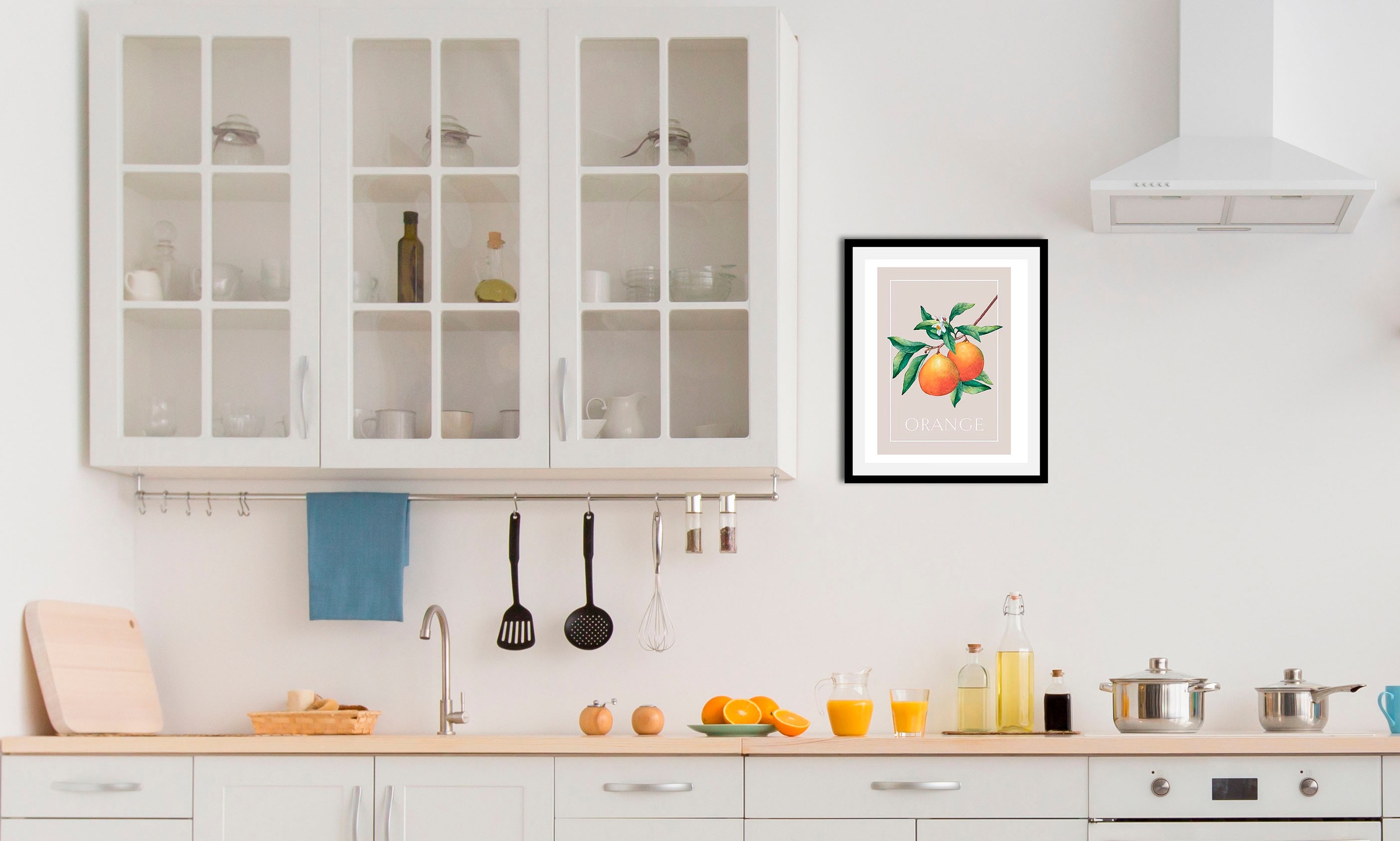 queence Bild »Orangenblüte«, Obst-Obst Bilder-Schriftzug-Kunst-Pflanzen-Pflanzenbilder, (1 St.), HD Premium Poster-Druck inkl. Holzrahmen