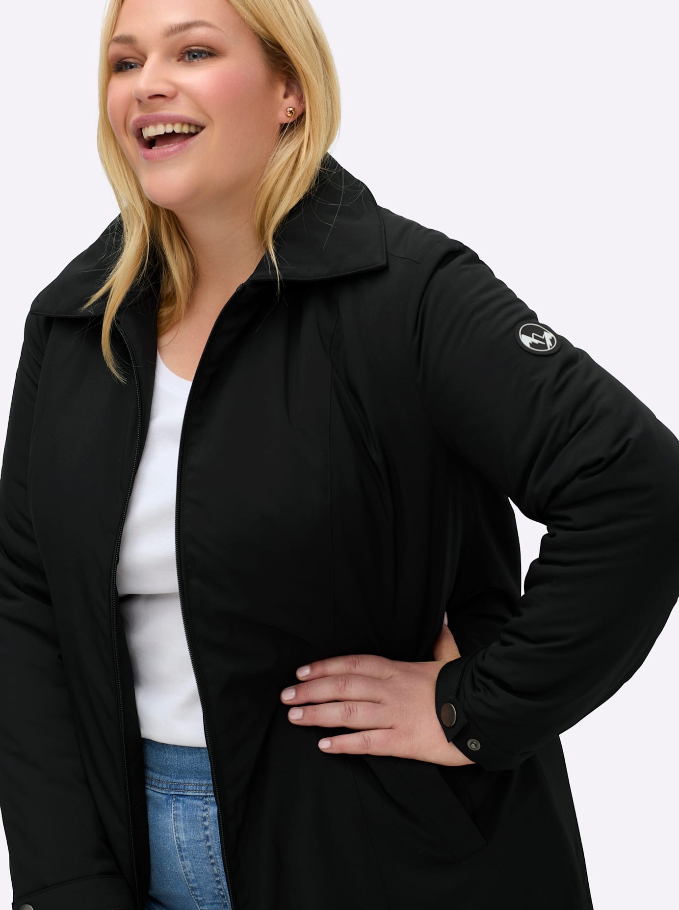 Sheego Langjacke ohne Kapuze