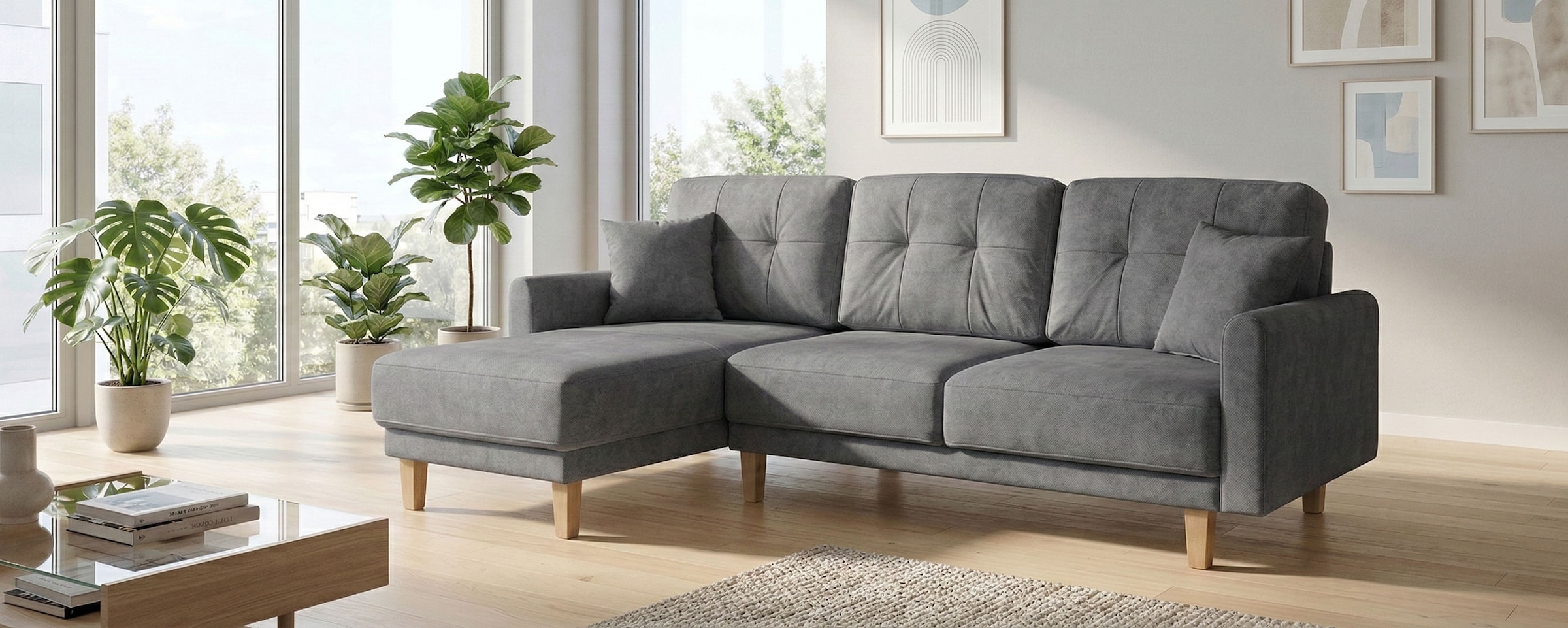 OTTO home Ecksofa "TRIPLO optionale Schlafsofa mit Bettkasten, Maße B/T/H: 234/164/89 cm" L-Form wahlweise mit Bettfunktion - Liegefläche 132x210 cm