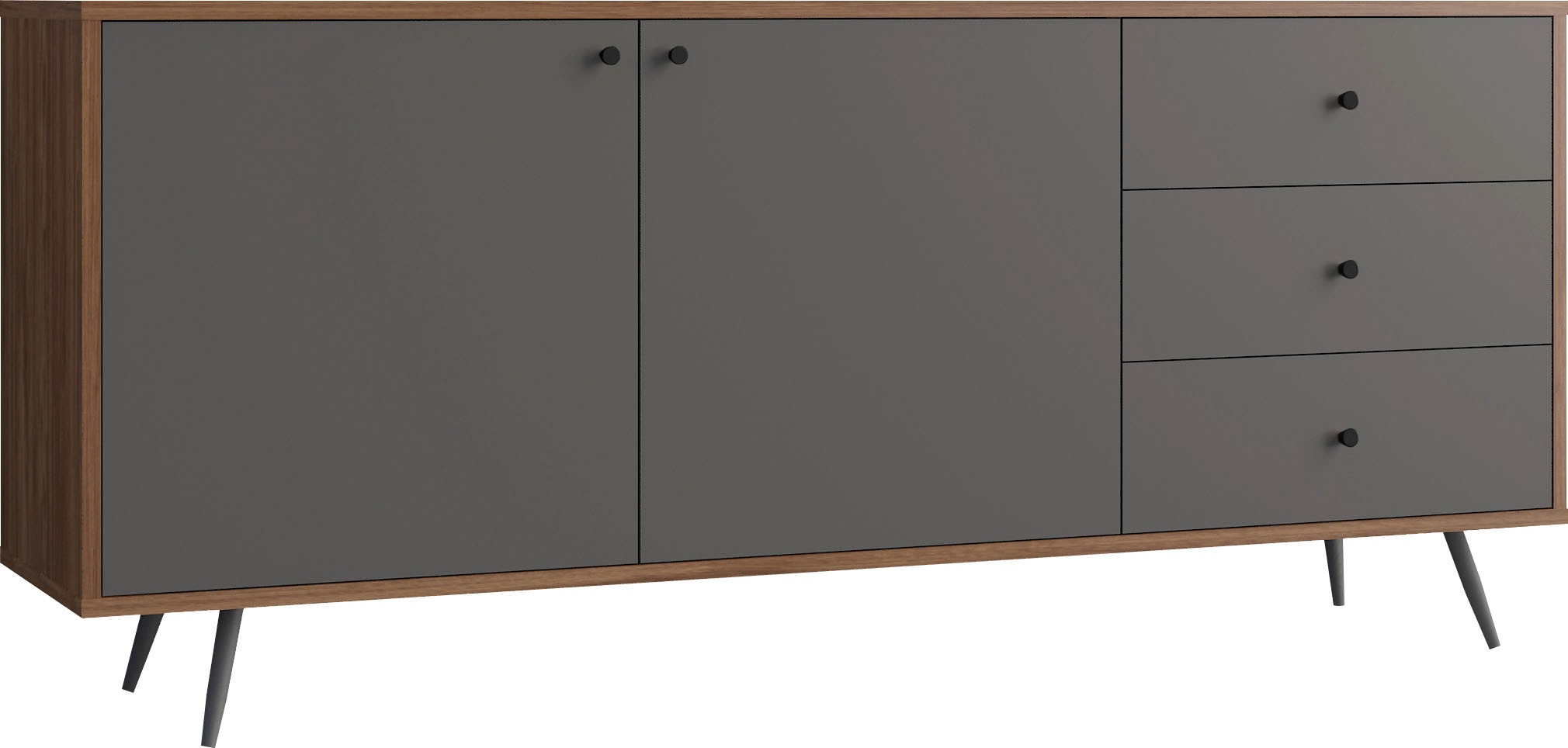 SalesFever Sideboard, in moderner Farbkombination von Walnuss und Grau