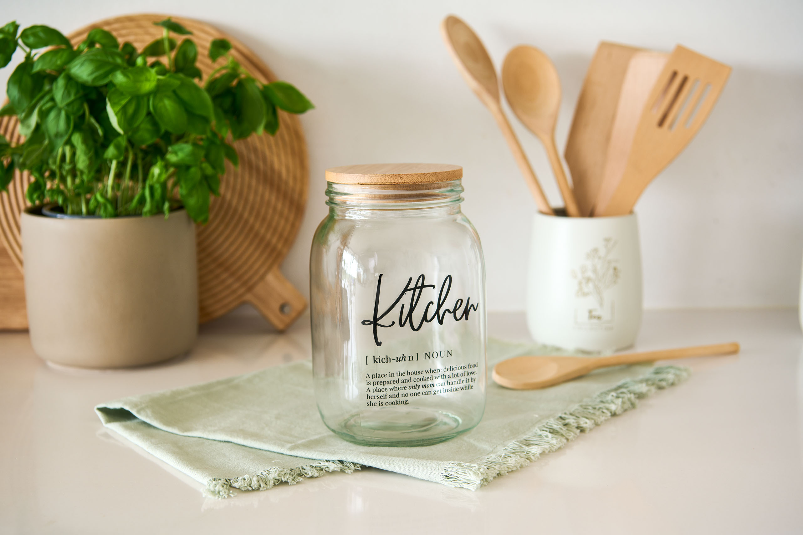 Thumbnail - Zeller Present Vorratsglas "HOME & KITCHEN", (Set, 2 tlg., HOME - 1000 ml, Ø 10 x 19,5 cm / KITCHEN 1400 ml, Ø 11,4 x 19...
