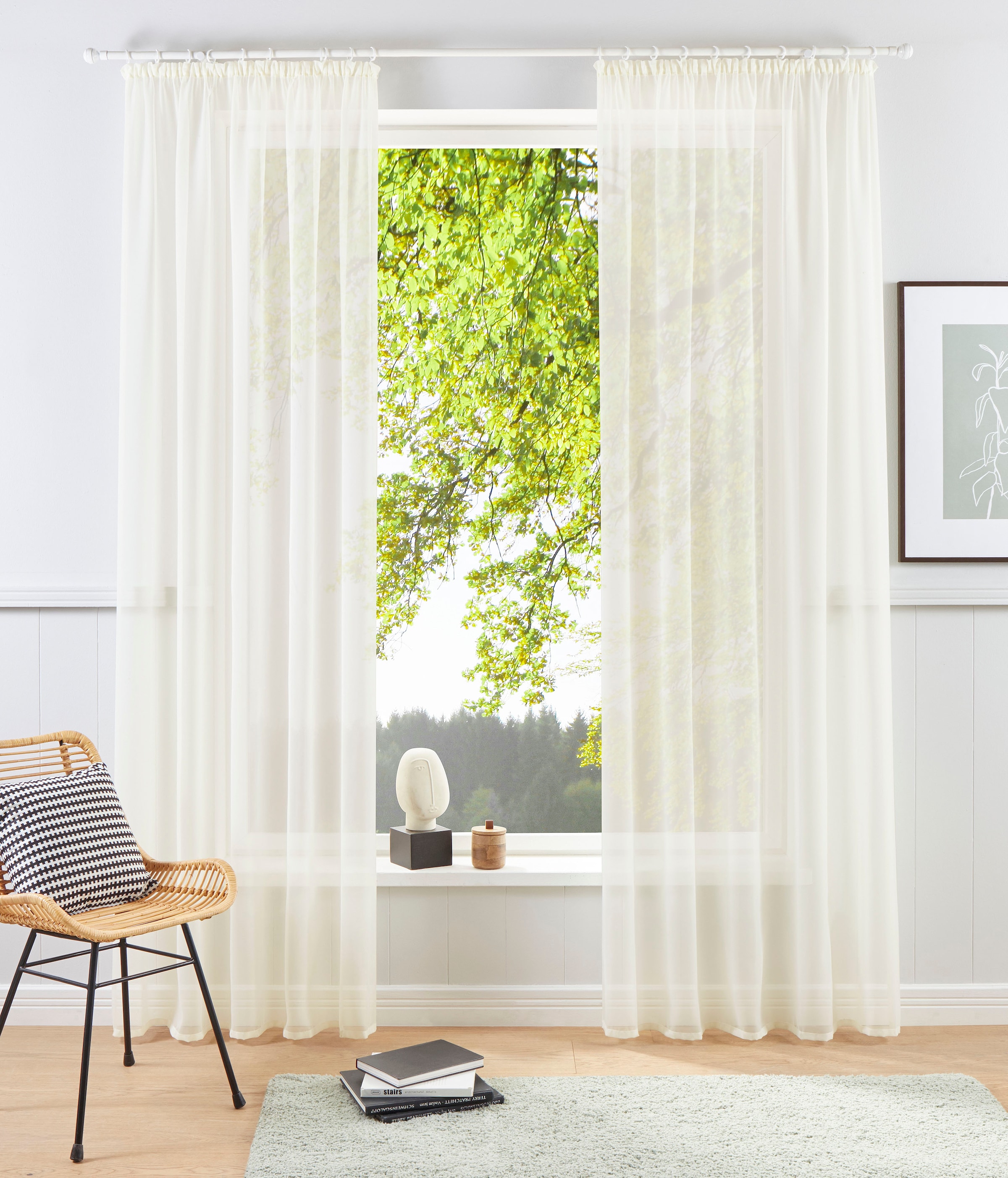 OTTO home Gardine "XANA 1er- und 2er-Pack" Kräuselband 1 Stk. tlg. Bestseller, einfarbig, 1 bzw. 2 Schals, pflegeleicht, Kundenliebling