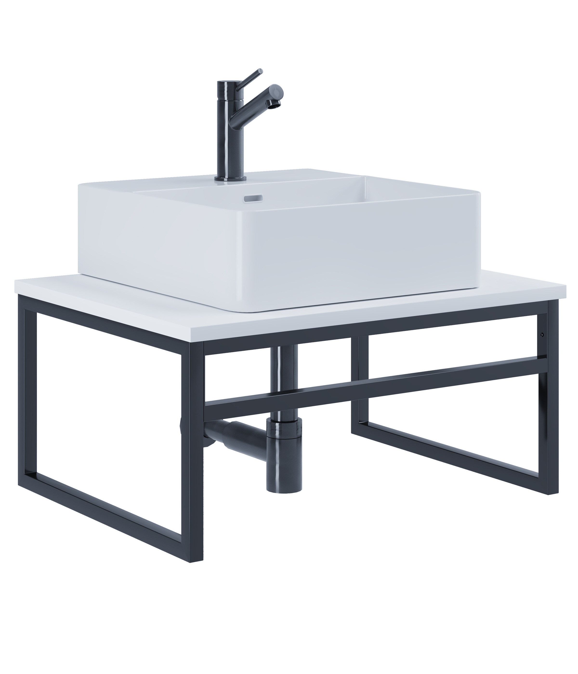 VCM Waschbeckenunterschrank »VCM 2-tlg. Waschplatz Waschtisch Badmöbel Set Waschbecken Holz Metall Industrial Style Bitila 60«, (2 St.)