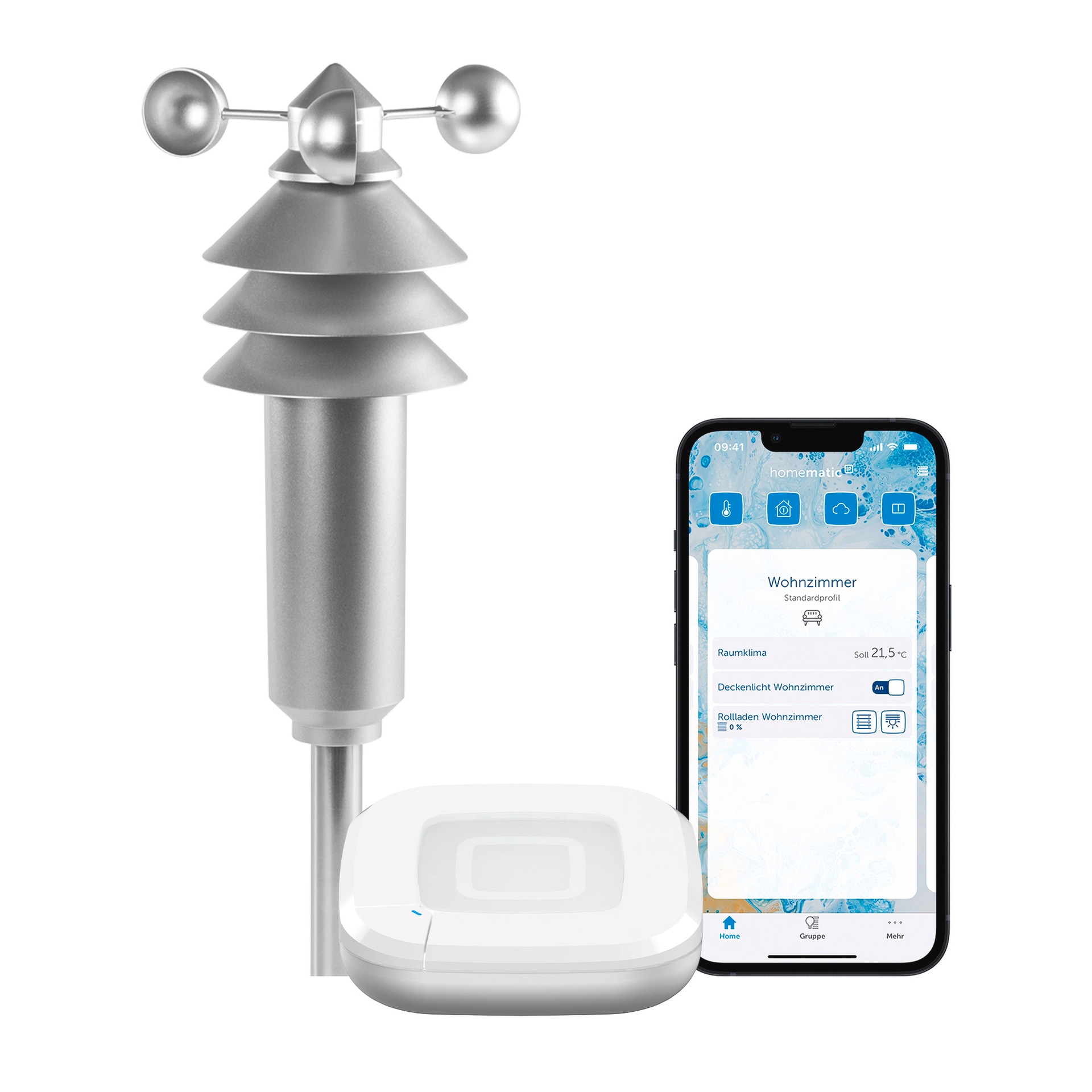 HOMEMATIC IP Smart-Home-Zubehör "Access Point + Wettersensor – basic", B:28,5cm H:32cm T:40,5cm, silber, Smart-Home-Stationen