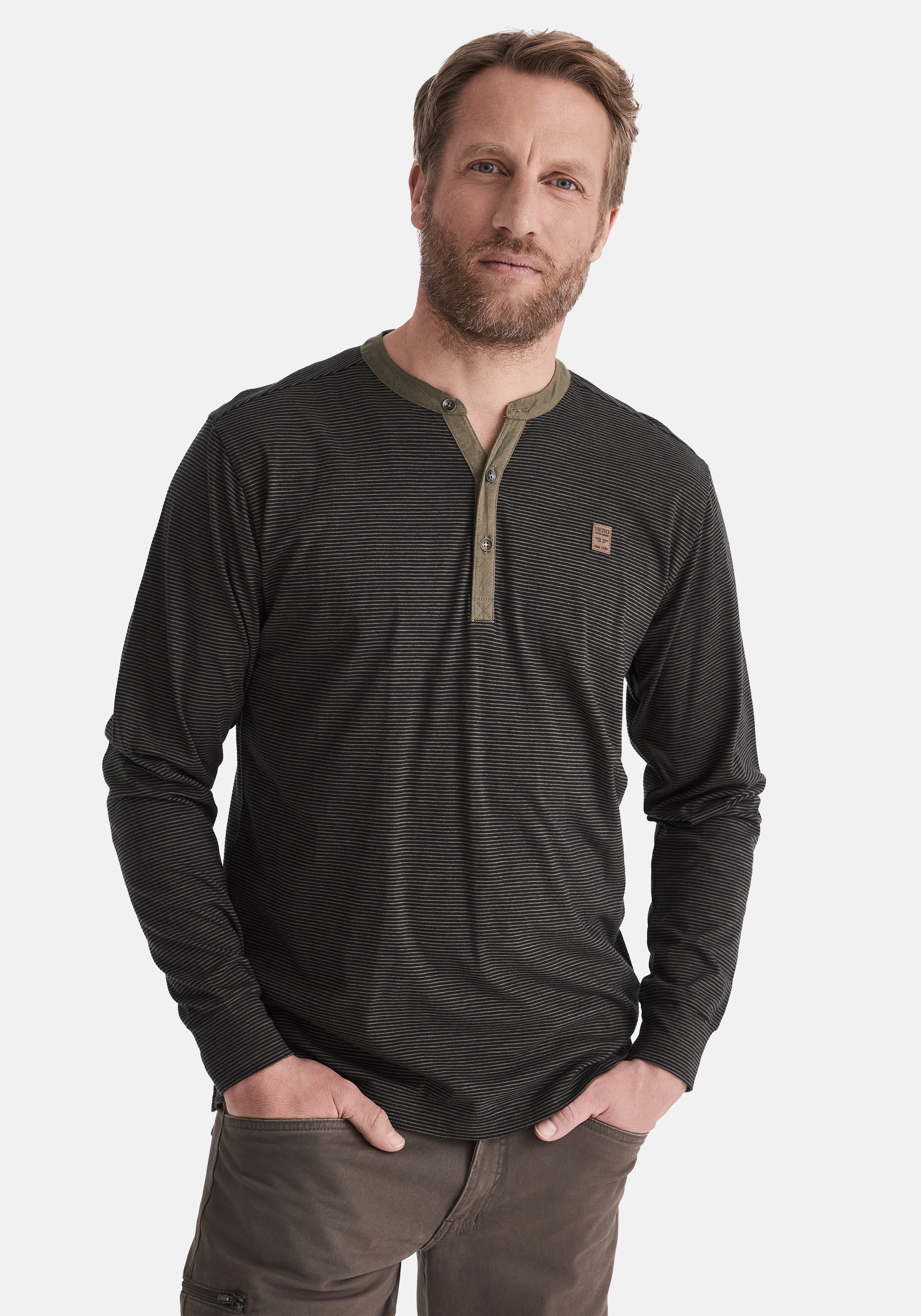 HERO by John Medoox Businessshirt "HANO Workwear Longsleeve Henley-Shirt", günstig online kaufen