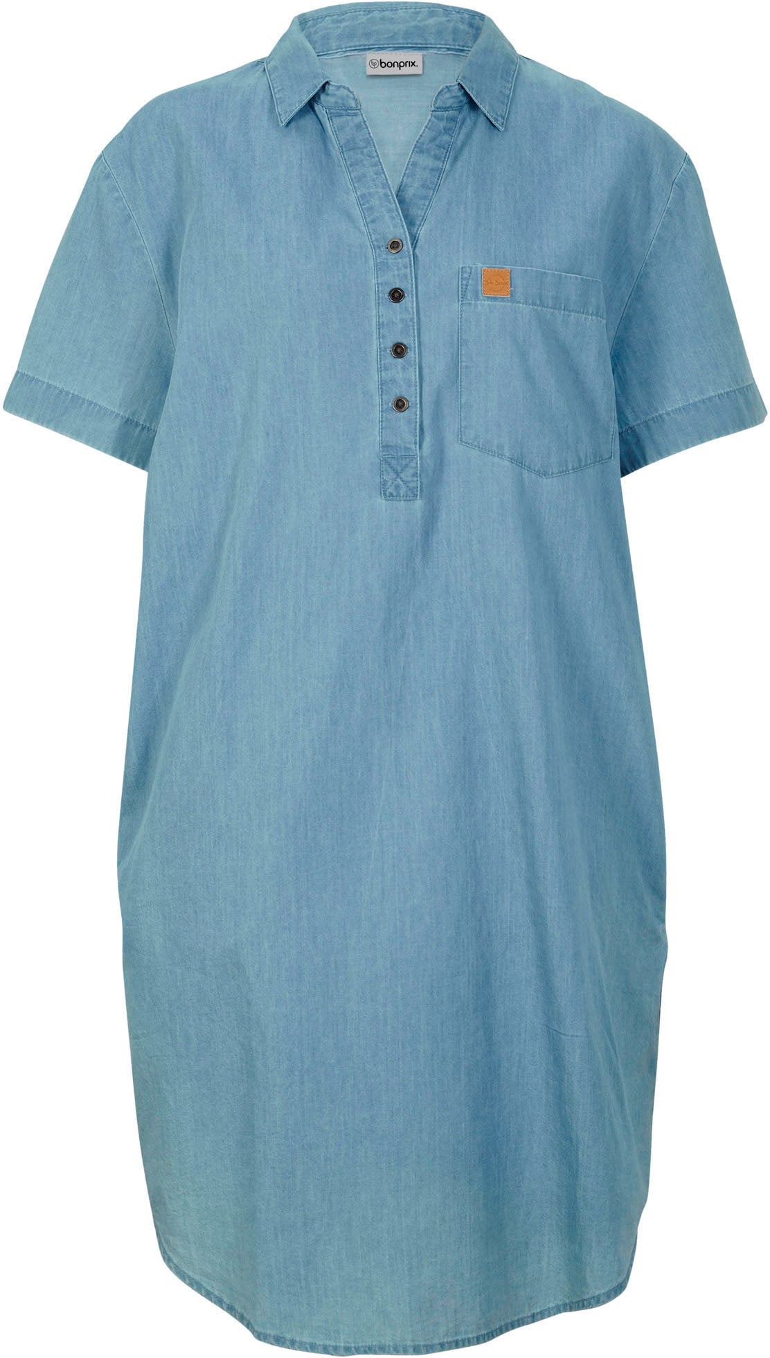 bonprix Jeanskleid Brusttasche Casual, aus Baumwolle, Oversize Passform