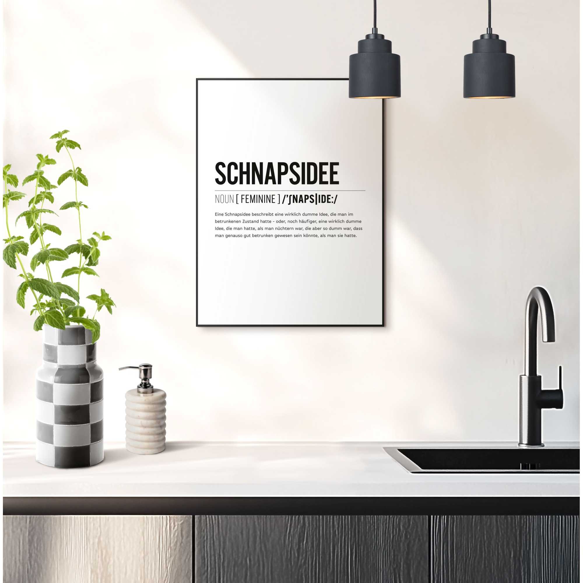 Reinders! Poster »Schnapsidee«, Küche - Schwarz-Weiß - MDF - Sprüche - 30x40 cm