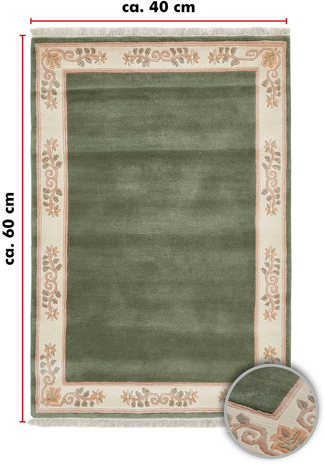 LUXOR living Wollteppich »Adour«, rechteckig, 18 mm Höhe, reine Wolle, handgeknüpft, mit Bordüre und Fransen, Wohnzimmer