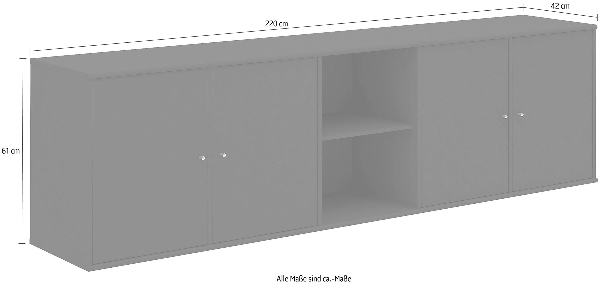 Hammel Furniture Sideboard »Mistral, Hochwertig Schrank, hängend/stehend montierbar«, mit Türen, B: 220 cm, anpassungsbar Designmöbel