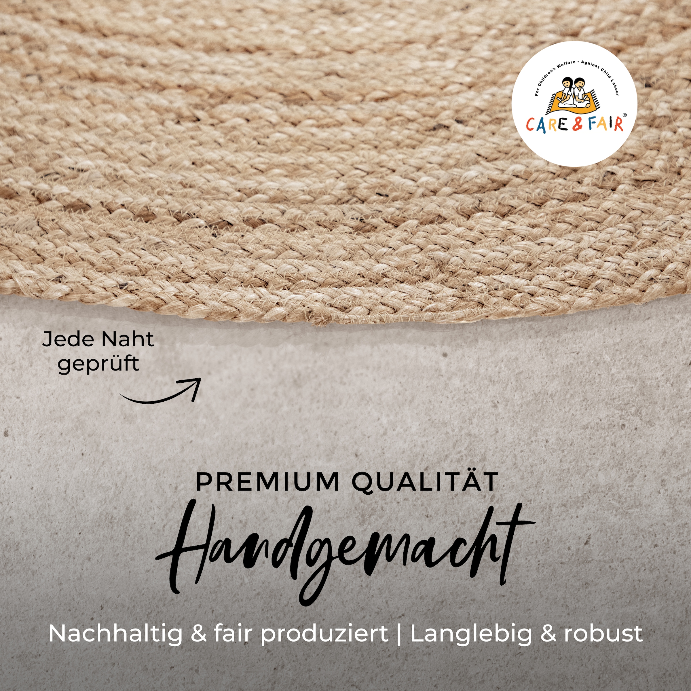 carpetfine Teppich »Nele Juteteppich Naturfaser«, rund, 6 mm Höhe, geflochtener Wendeteppich aus 100%Jute, in rund und oval, viele Größen
