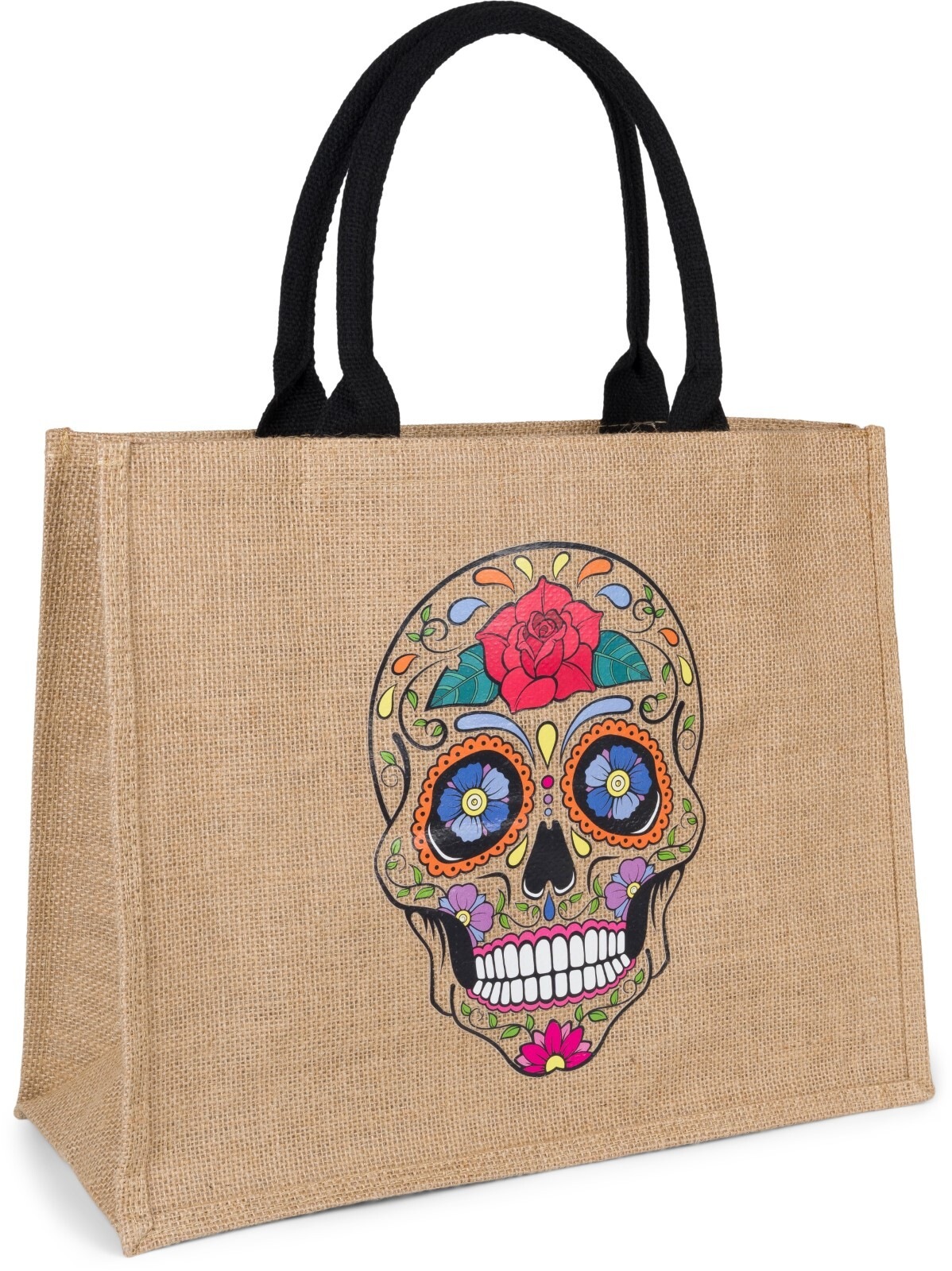 styleBREAKER Henkeltasche "Leinen Henkeltasche Sugar Skull"