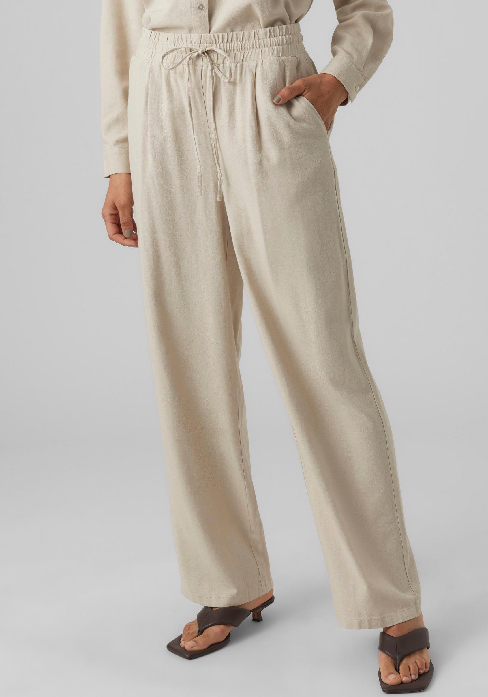 Schlupfhose »VMJESMILO WIDE PANTS GA NOOS«, mit Leinen