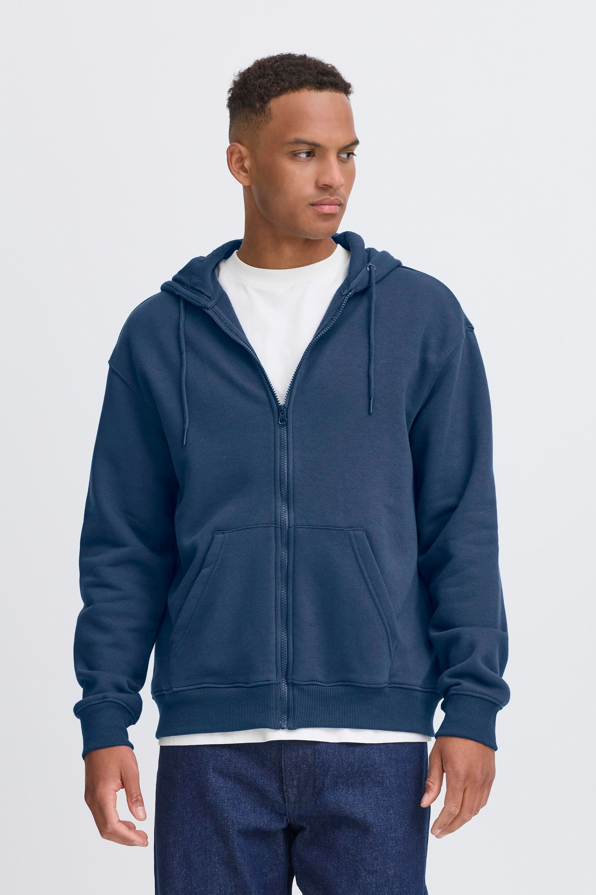 Kapuzensweatjacke BLEND "Kapuzenfleecejacke BHJUSTE", Herren, Gr. XL, blau (marineblaus), Obermaterial: 60% Baumwolle CO. 40% Polyester PES., Pullover 5