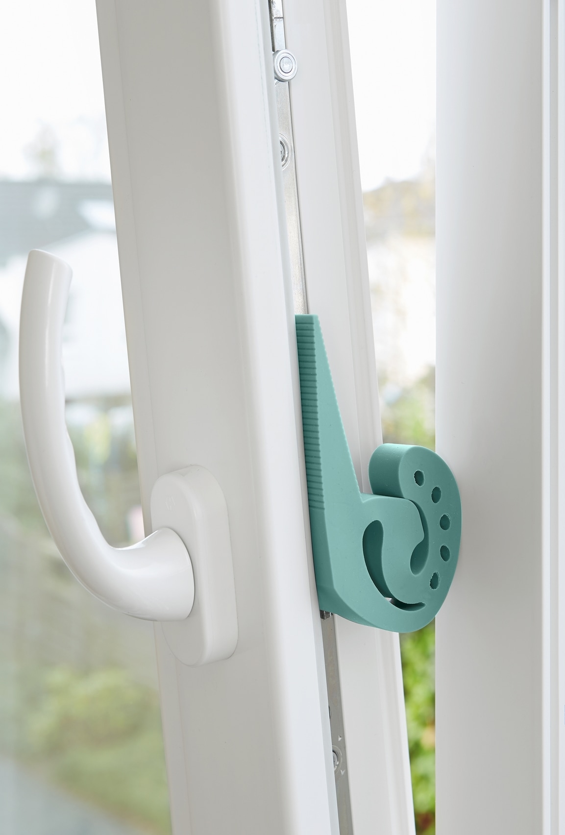 WENKO Fensterstopper »Modell Multi-STOP® Mint«, (Set, 4 St.), Klemmschutz, Türstopper aus Kunststoff