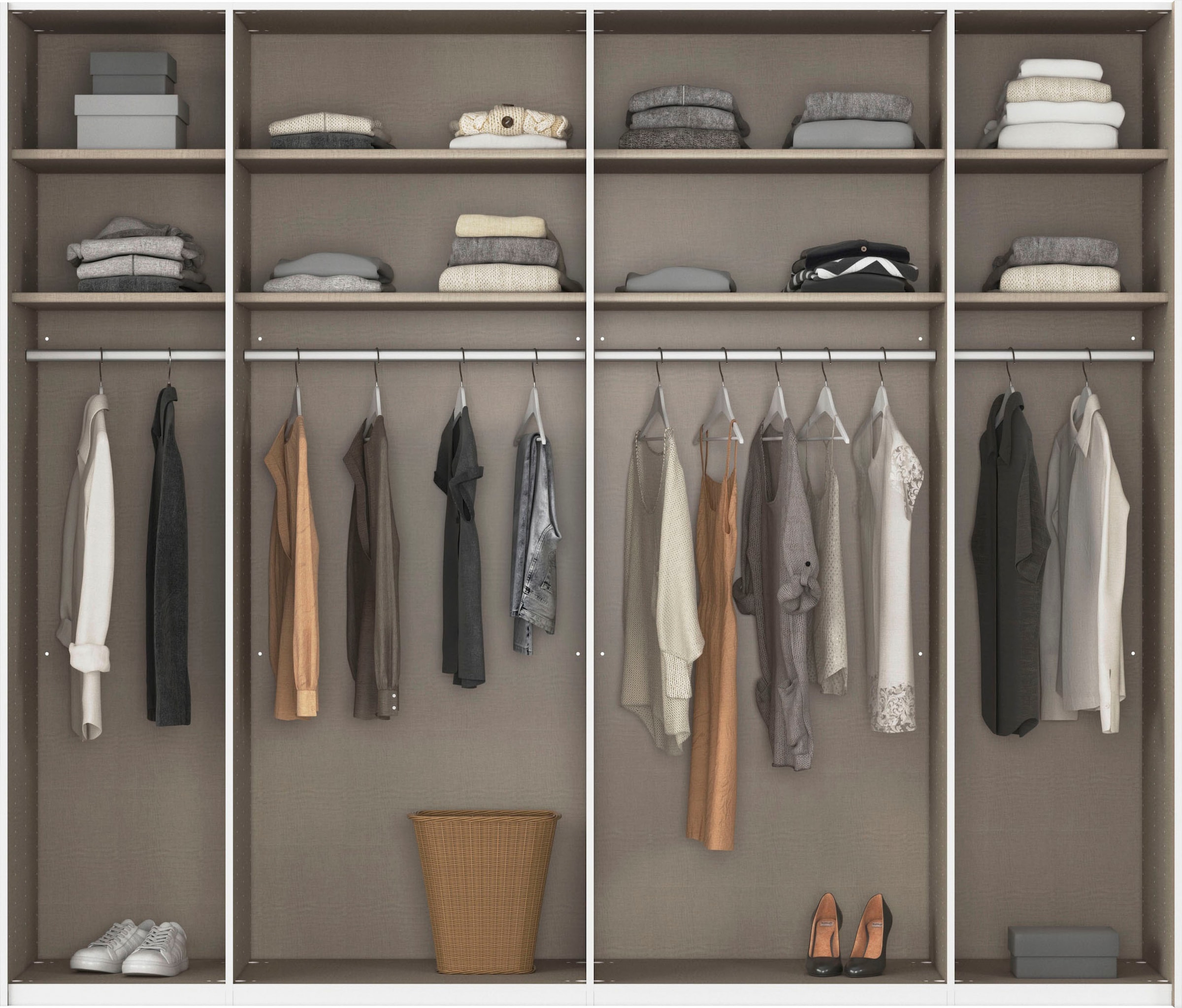 rauch Schwebetürenschrank »Kleiderschrank Schrank Garderobe Wäscheschrank TEGIO«, mit hochwertigen Holzdekoraufleistung und Glasfront MADE IN GERMANY