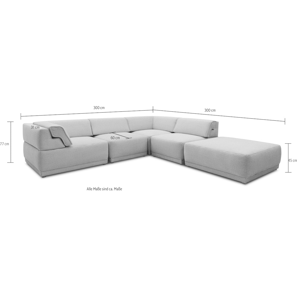 DOMO collection Loungesofa »800007«, (Set, 5 Teile), Rückenkissen aufstellbar, unendlich erweiterbar