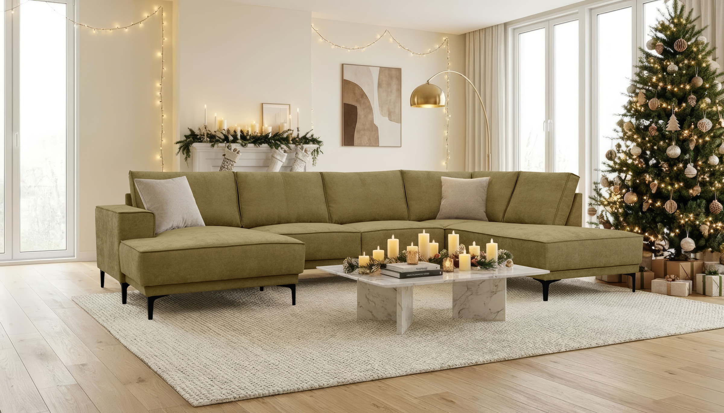 OTTO home Wohnlandschaft "XXL Sofa Oland, Struktur, Flachgewebe, Luxus-Micr günstig online kaufen