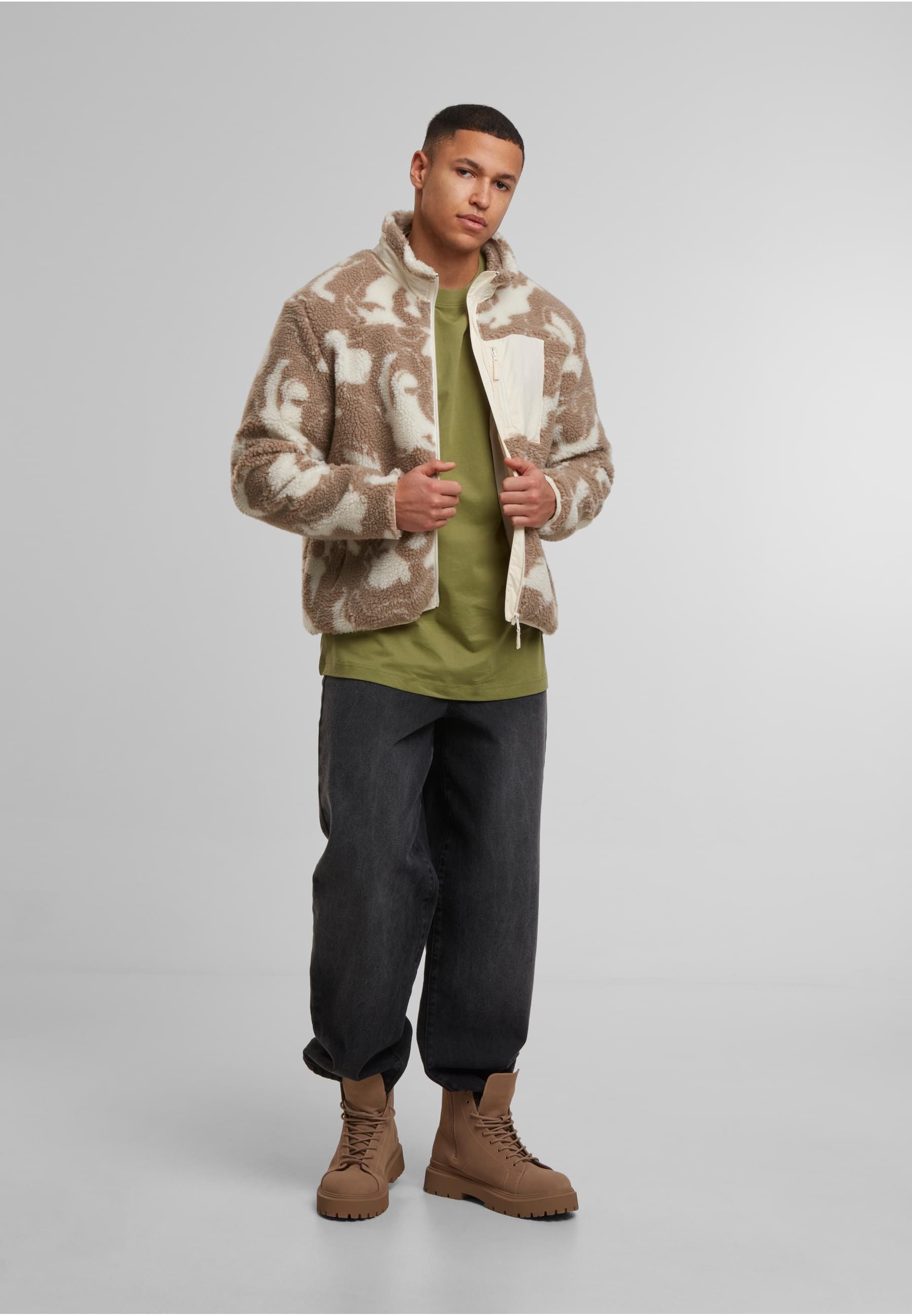 URBAN CLASSICS Allwetterjacke »Urban Classics Pattern Teddy Trackjacket«, (1 St.), ohne Kapuze
