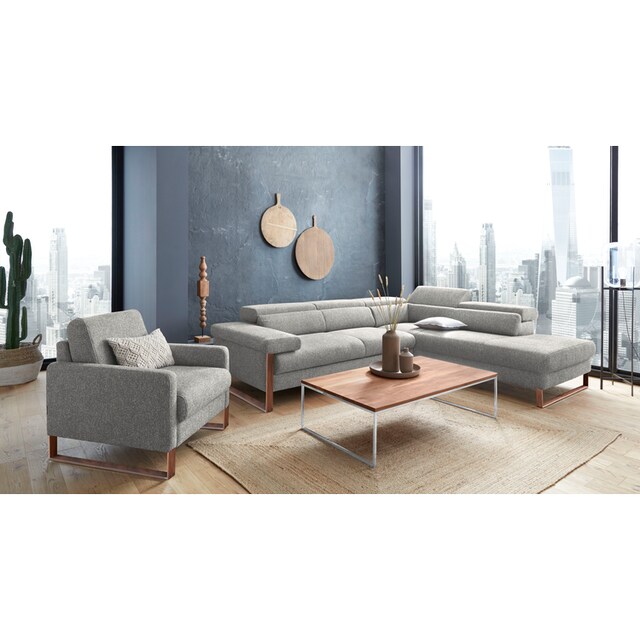 W.SCHILLIG Ecksofa »finn«, German Design Award 2016, Fußgestell Nussbaum  natur, Breite 281 cm kaufen | BAUR