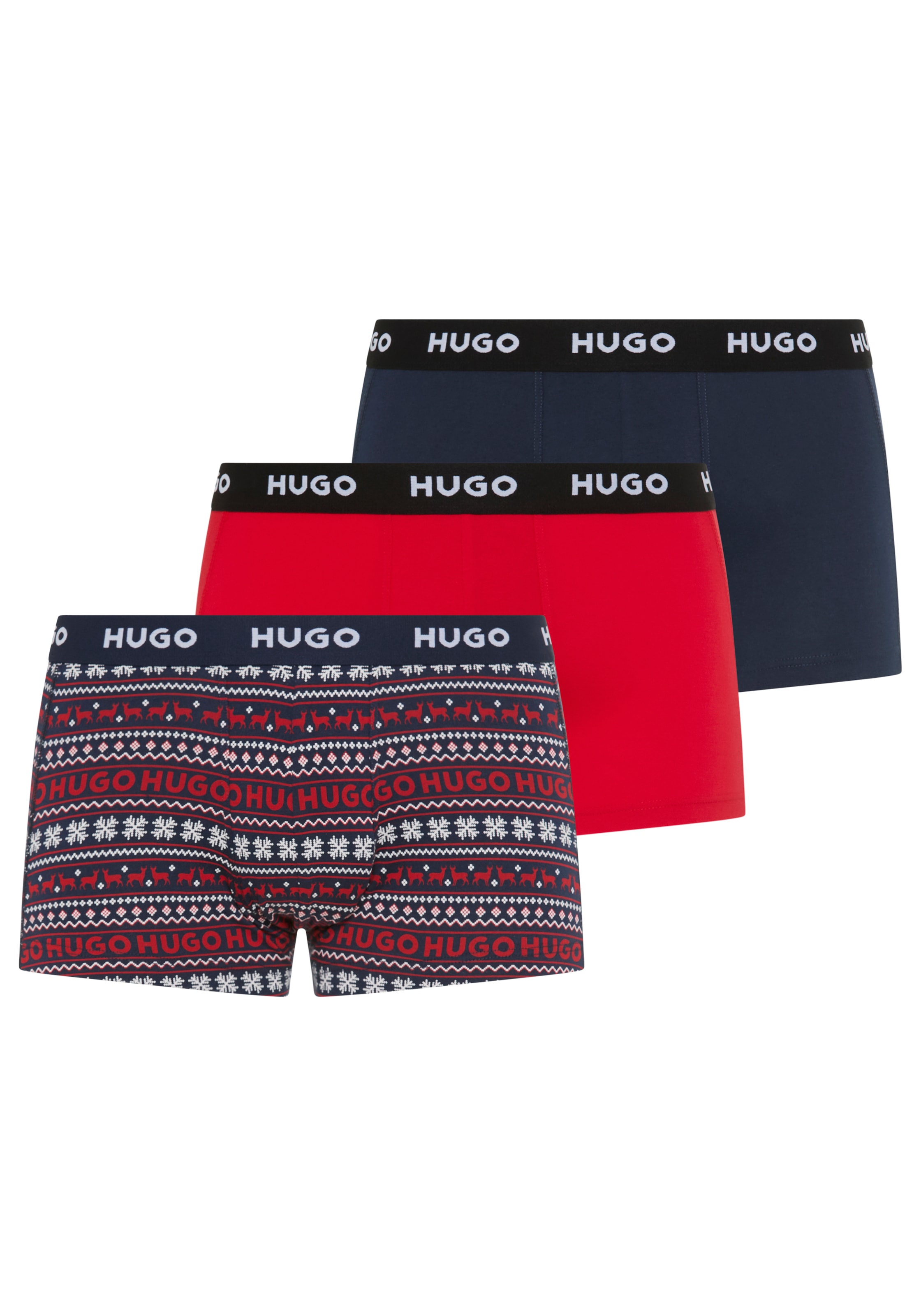 HUGO Underwear Trunk »TRUNK TRIPLET DESIGN« Packung, 3 Stk. mit Logobund