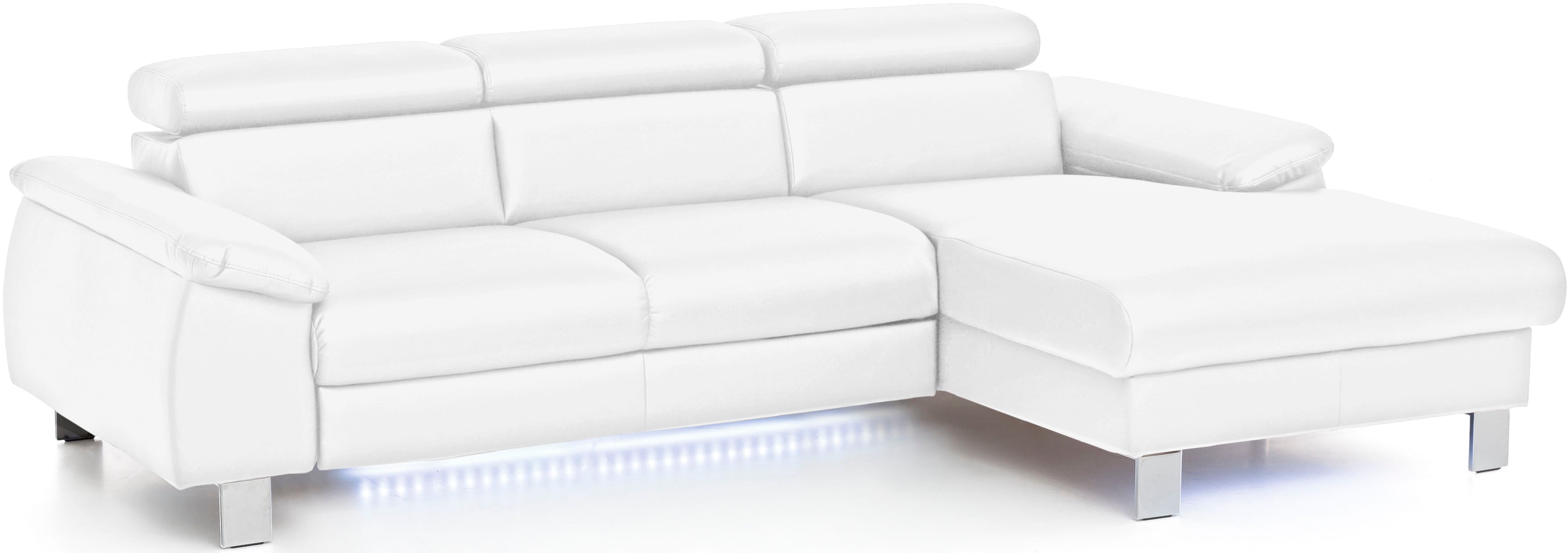 COTTA Ecksofa "Komaris L-Form,B:244cm, inkl. Kopfteilverstellung, Wellenunterfederung" optional mit Schlaffunktion und Bettkasten, plus opt. LED Beleuchtung