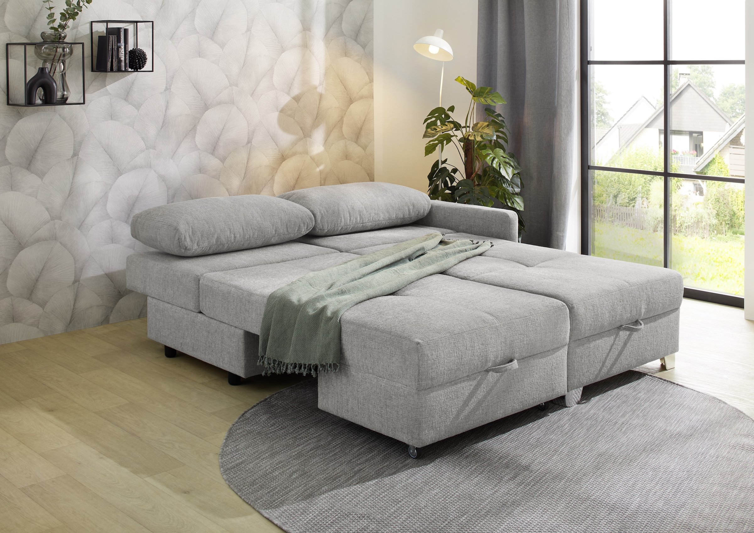Jockenhöfer Gruppe Ecksofa »Lemberg, Dreh-Schwenk-Ottomane«, inklusive Relax- und Schlaffunktion, Ottomane links/ rechts montierbar