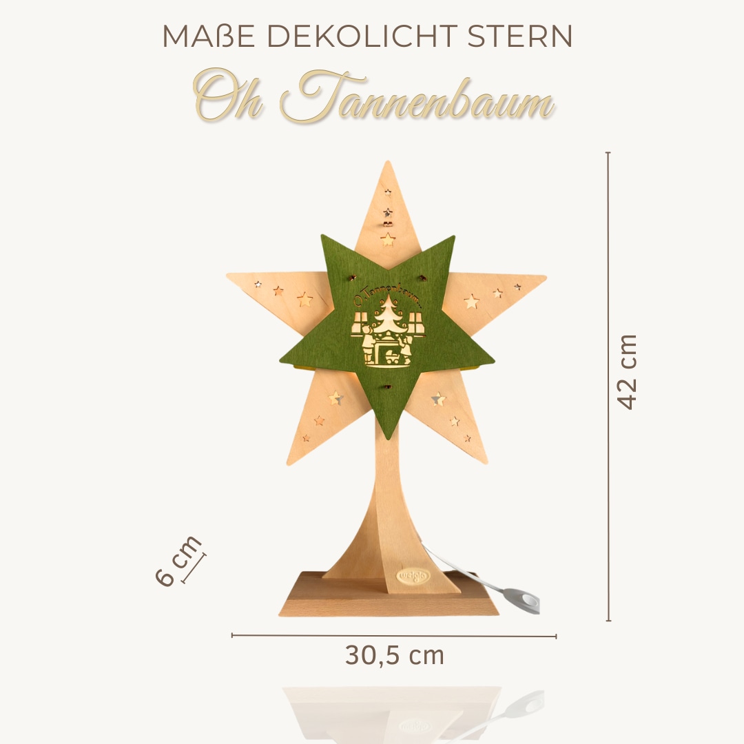 Weigla Dekostern »LED Oh Tannenbaum, Dekoleuchte aus Holz, NATUR-GRÜN«